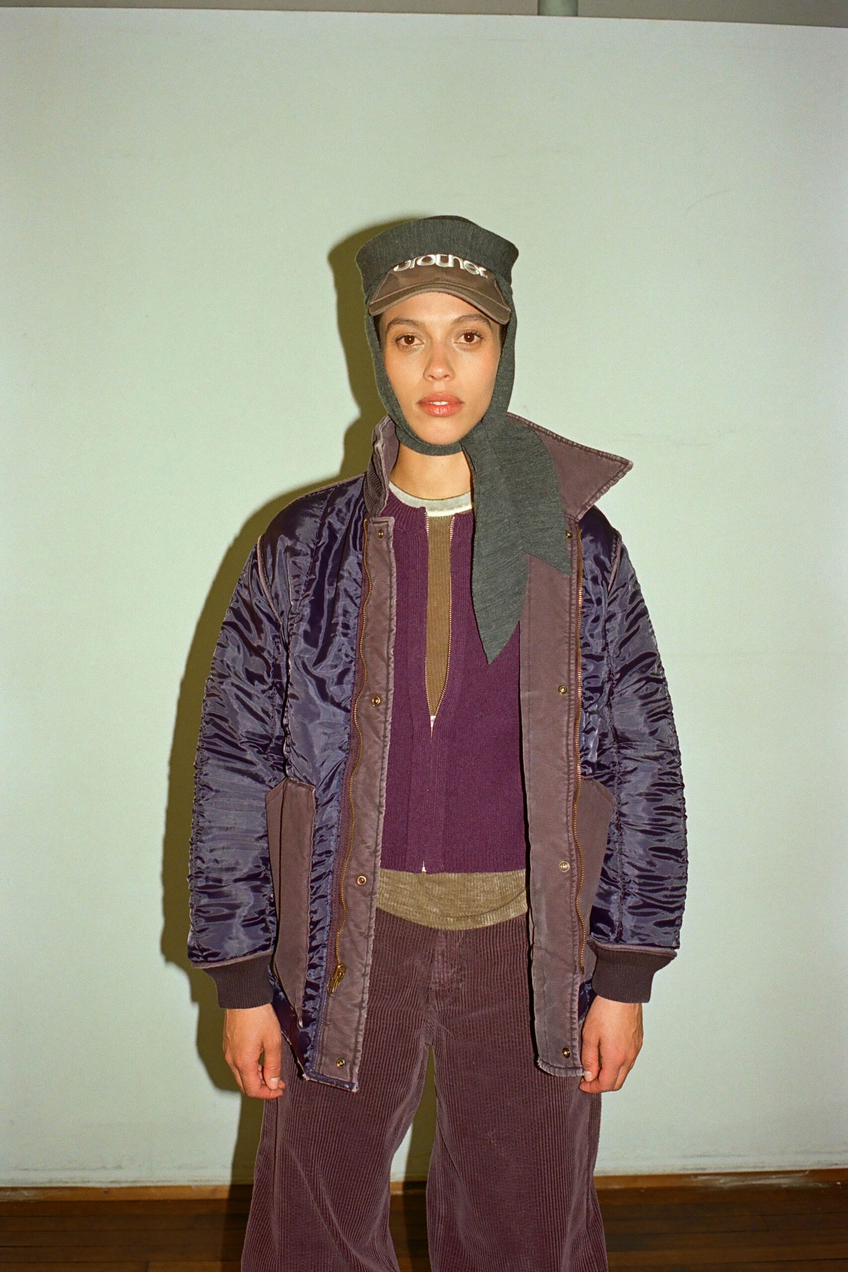 purple silk long-sleeve relaxed zippered jacket