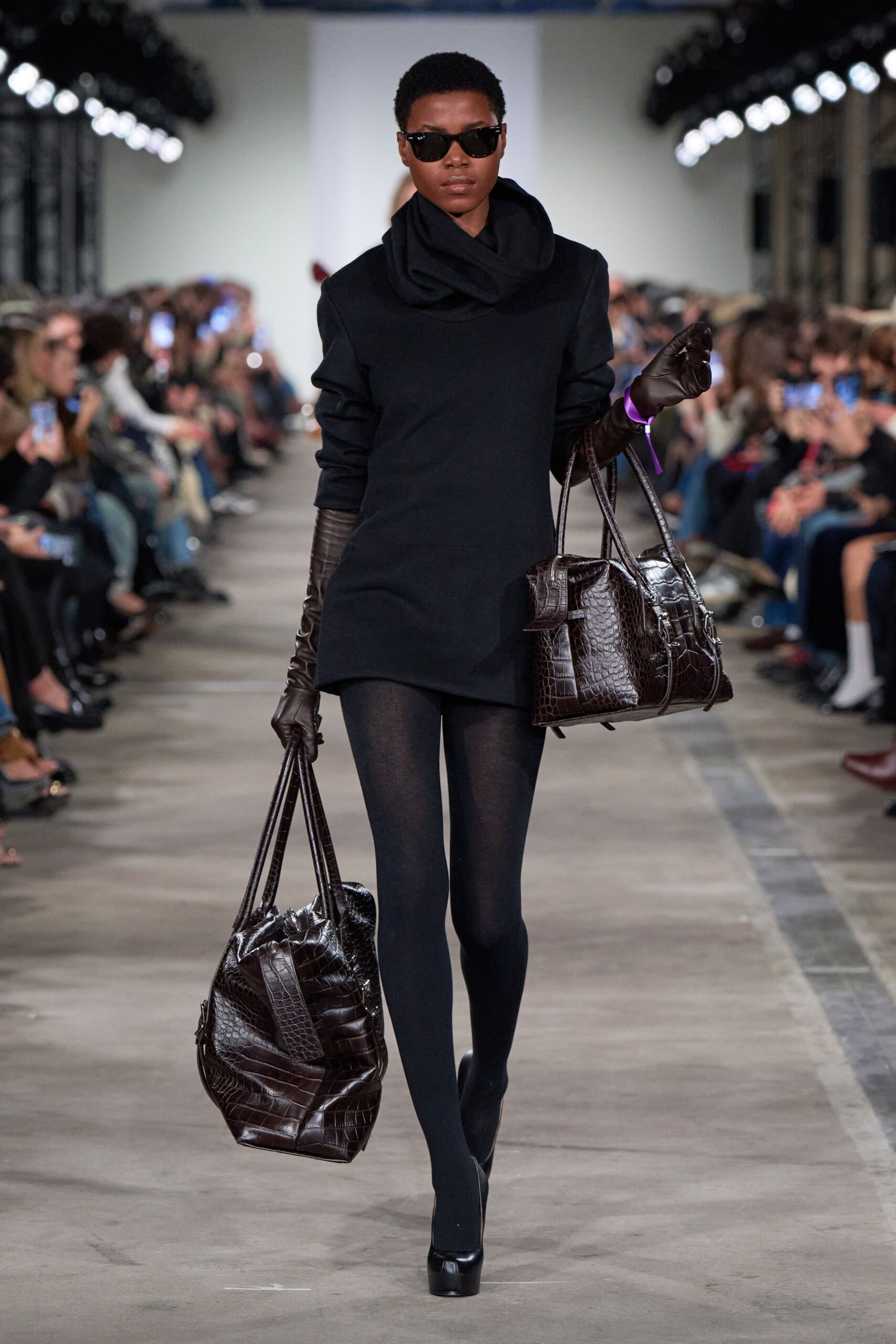 brown leather textured bag
