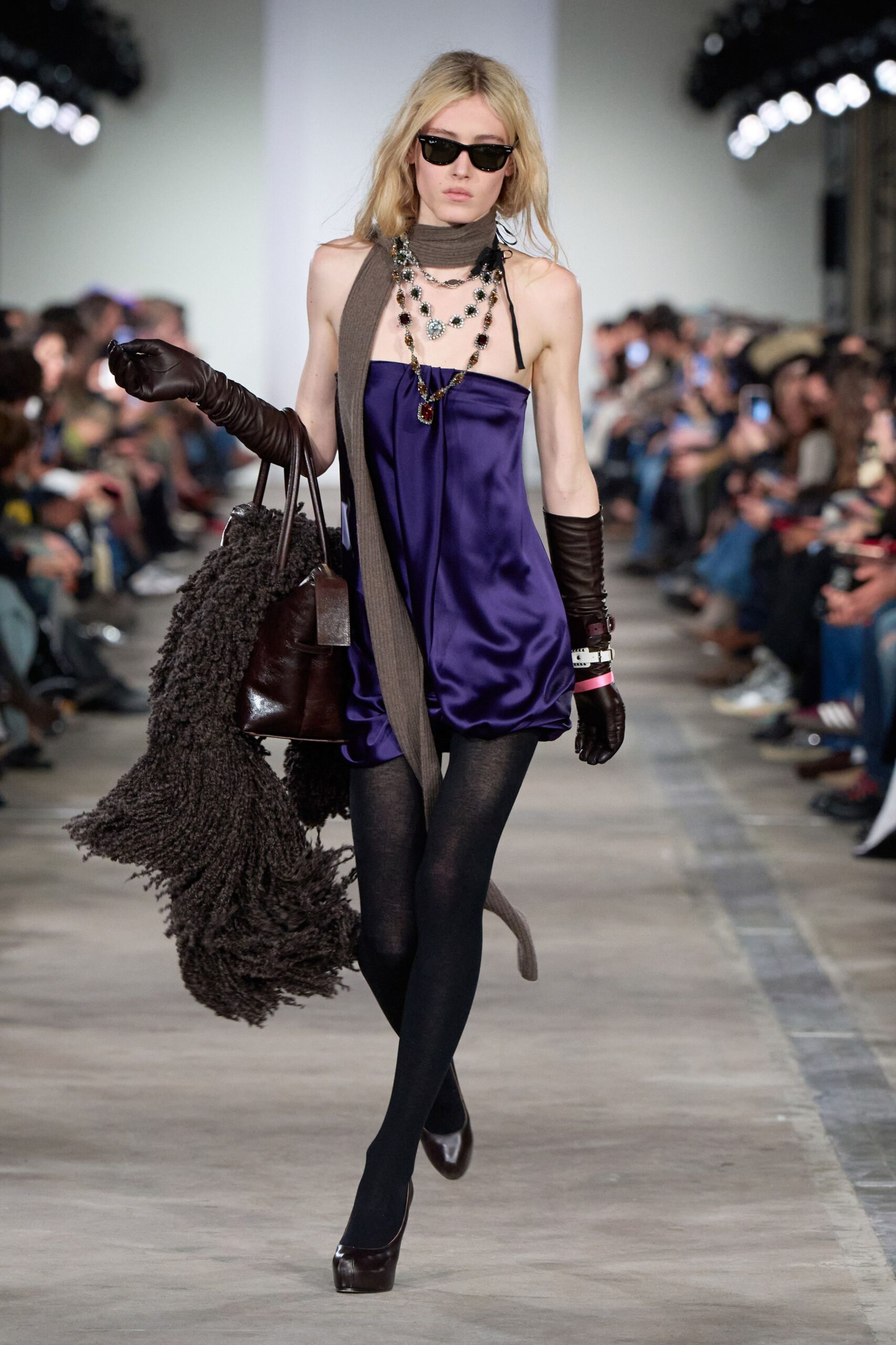 brown leather gloves