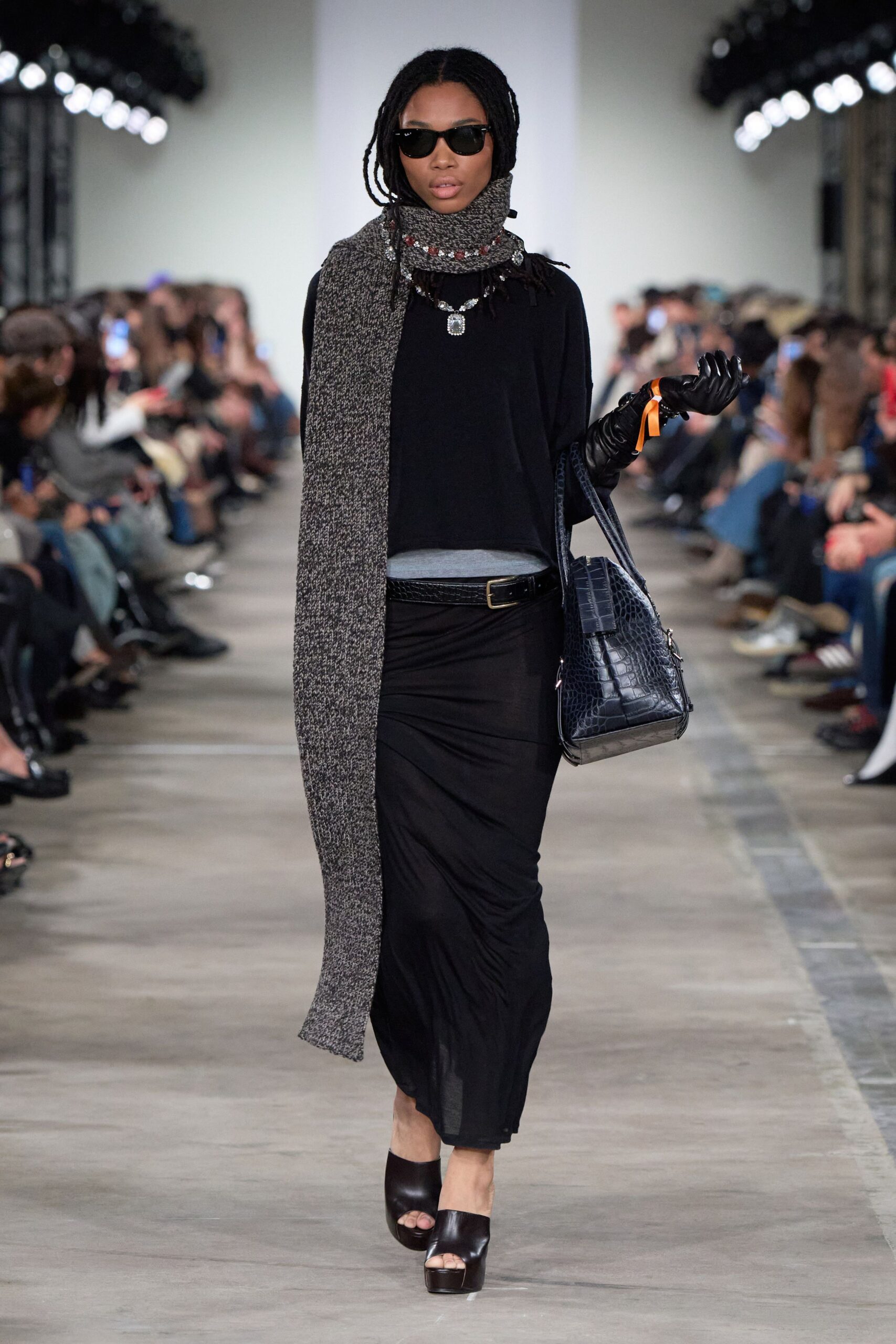 black leather gloves
