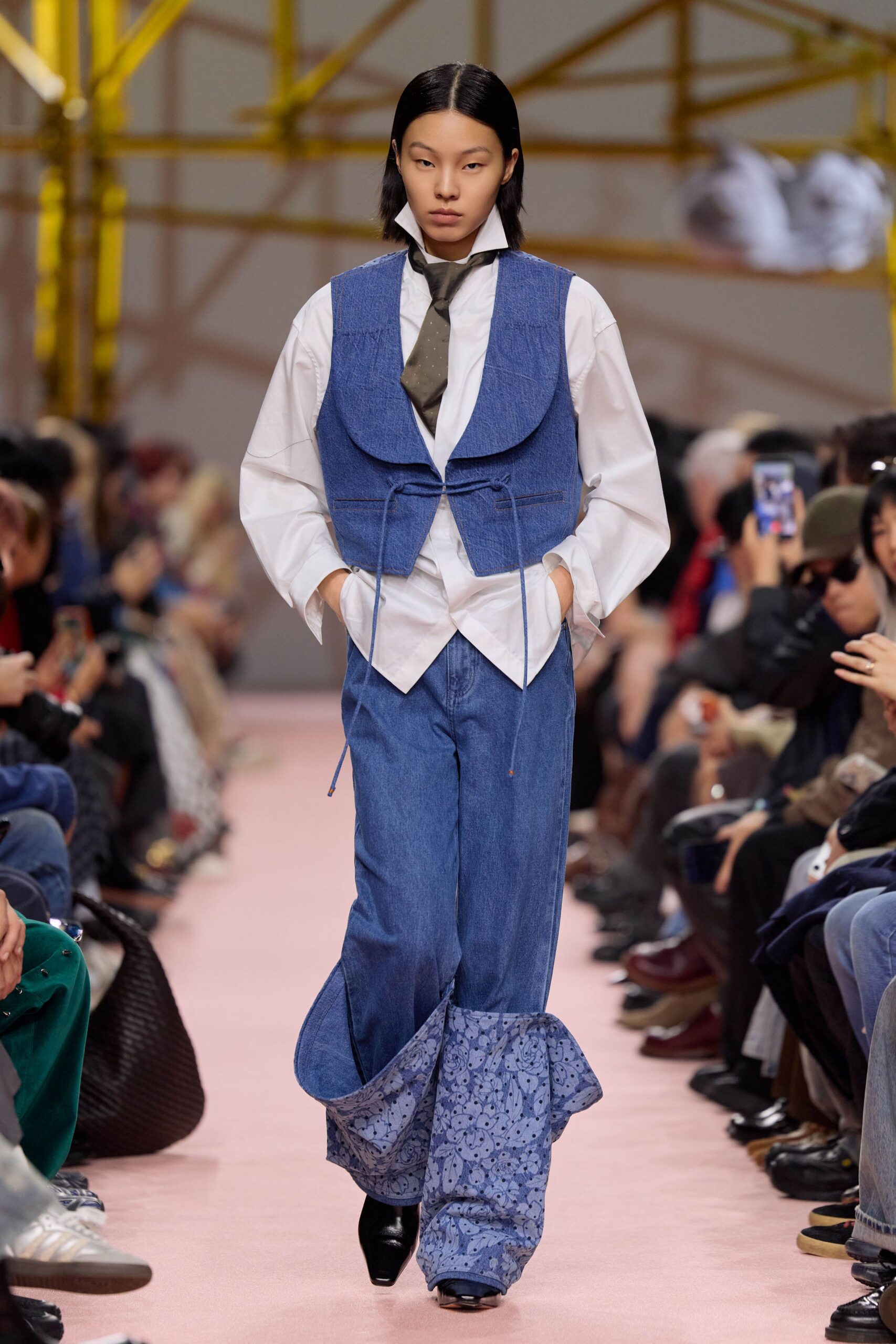 blue denim fitted vest