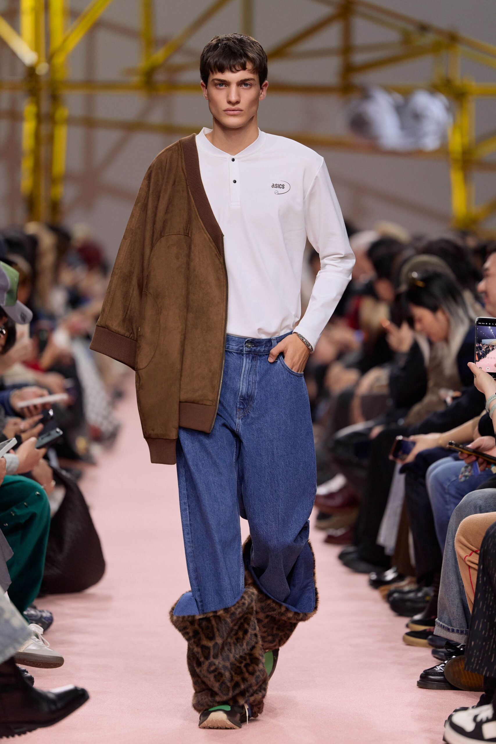 brown suede long-sleeve oversized jacket