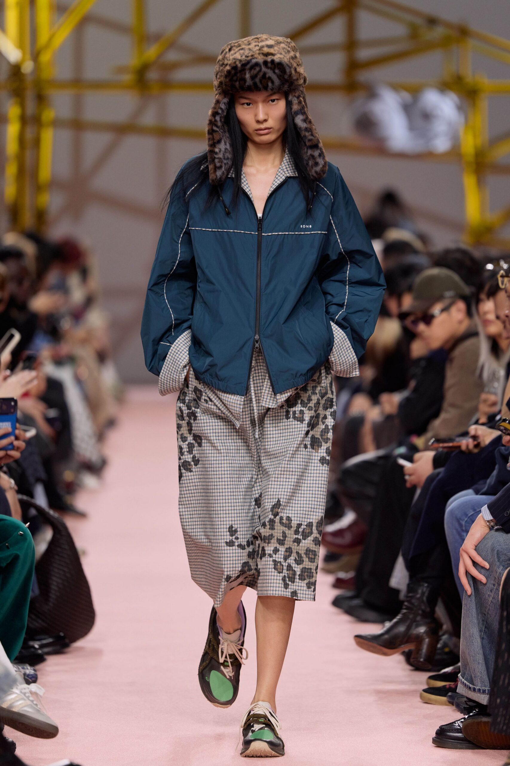 blue jersey long-sleeve collared relaxed zippered jacket