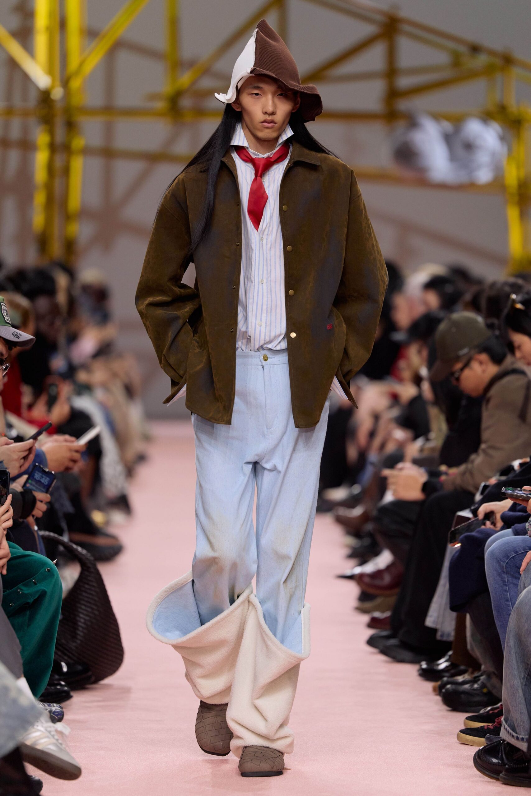brown cotton long-sleeve collared relaxed jacket