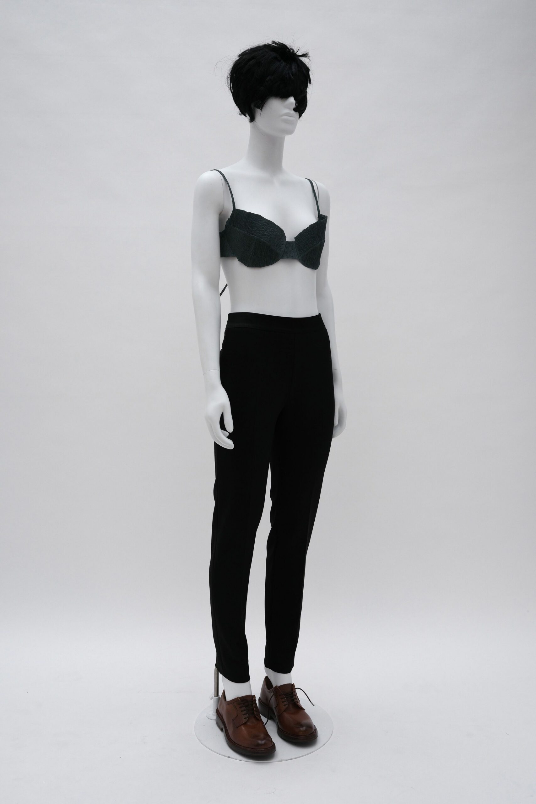 black fitted bra and pants