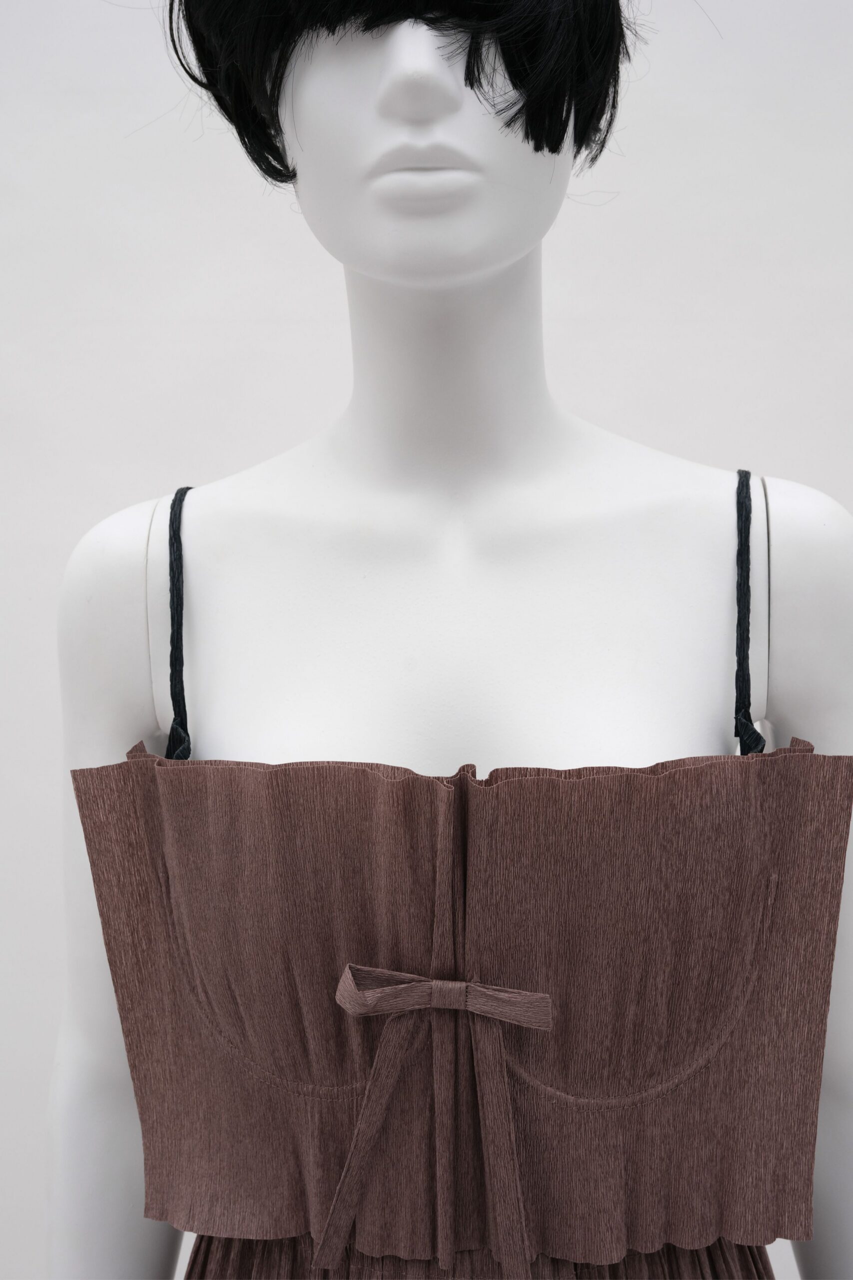 brown silk sleeveless dress