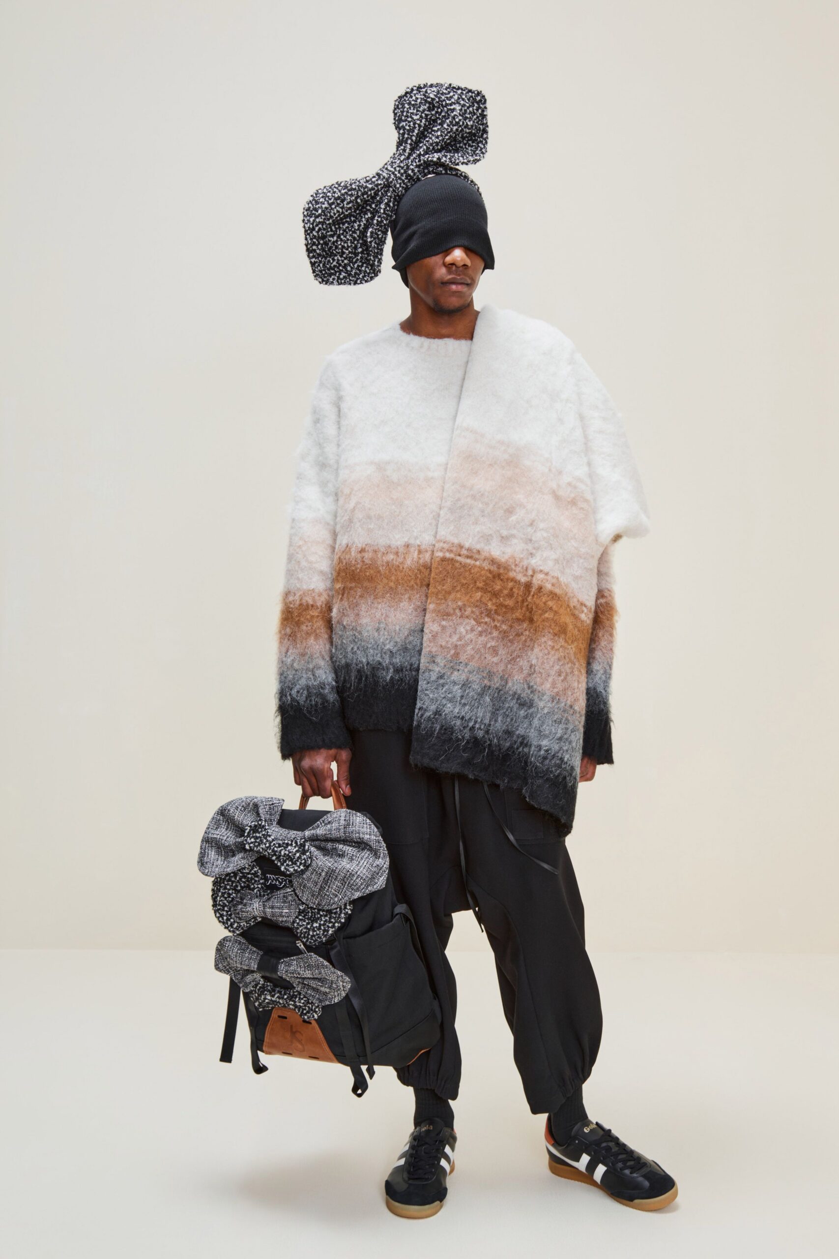 white wool long-sleeve relaxed color-blocked sweater