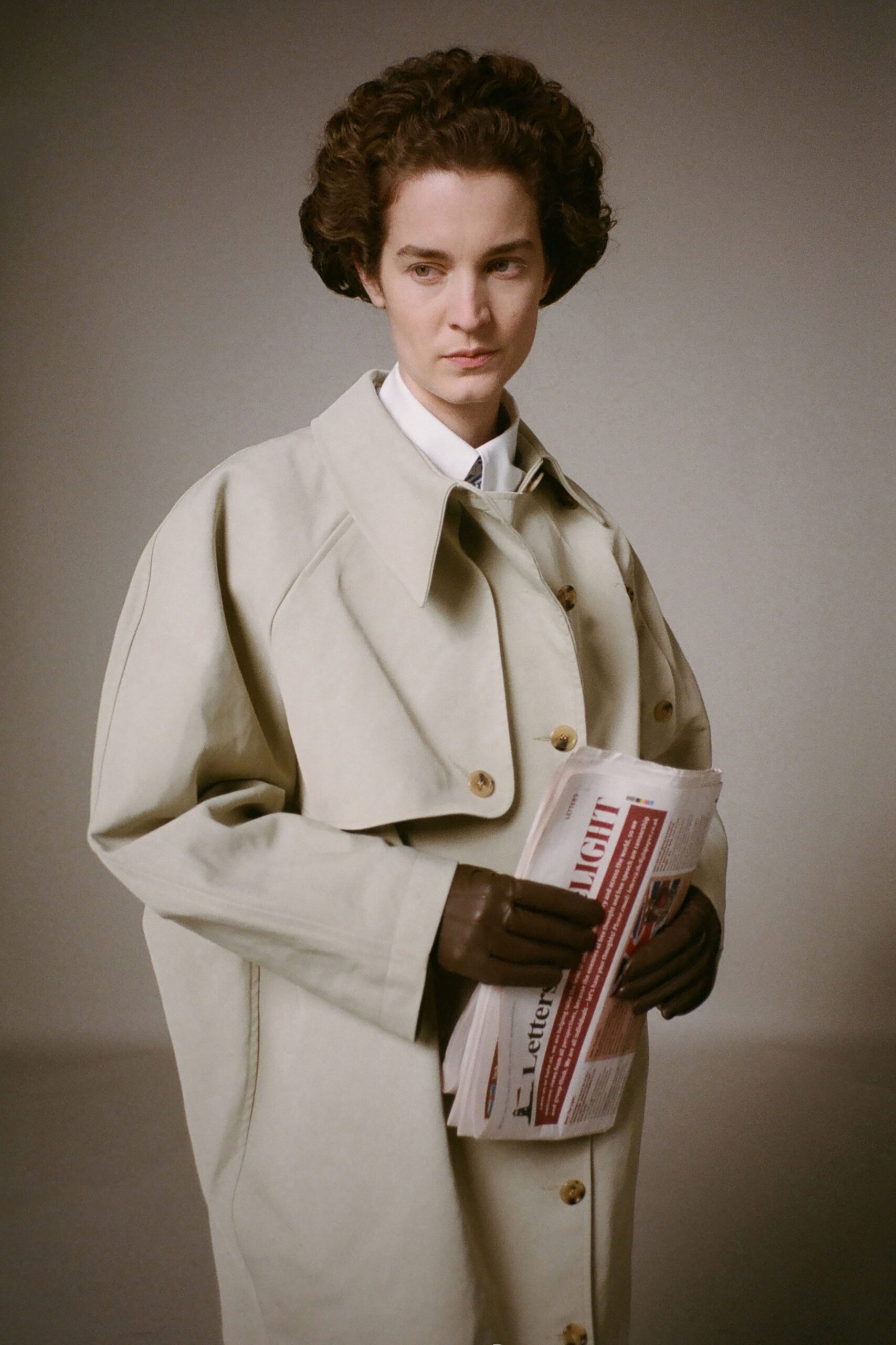 brown leather fitted gloves