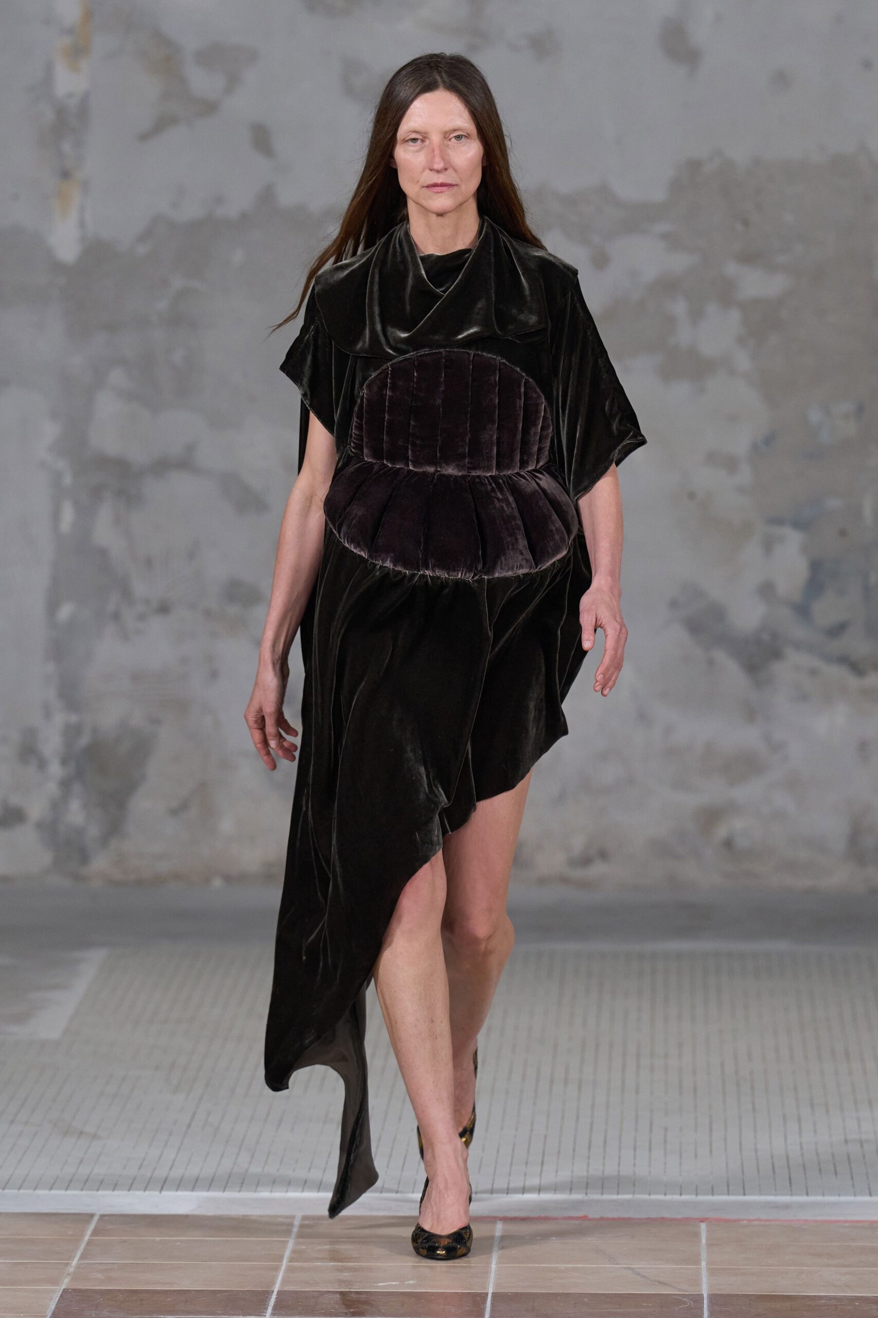 black velvet sleeveless asymmetric relaxed draped mini dress