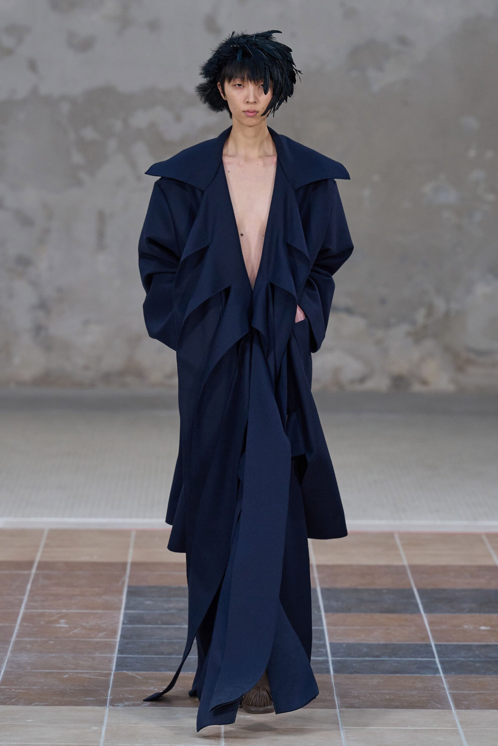 blue wool relaxed coat