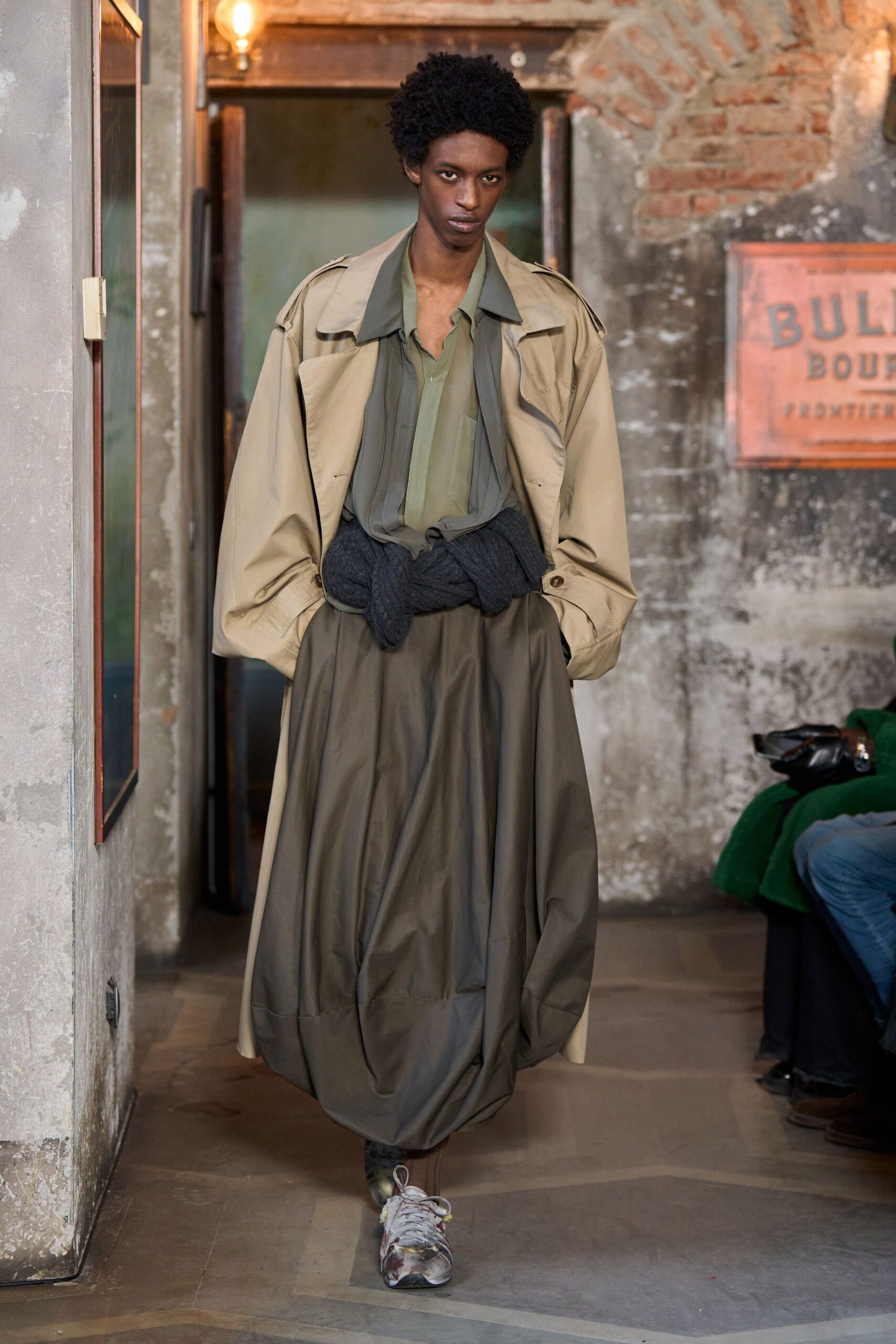 beige cotton long-sleeve collared relaxed coat