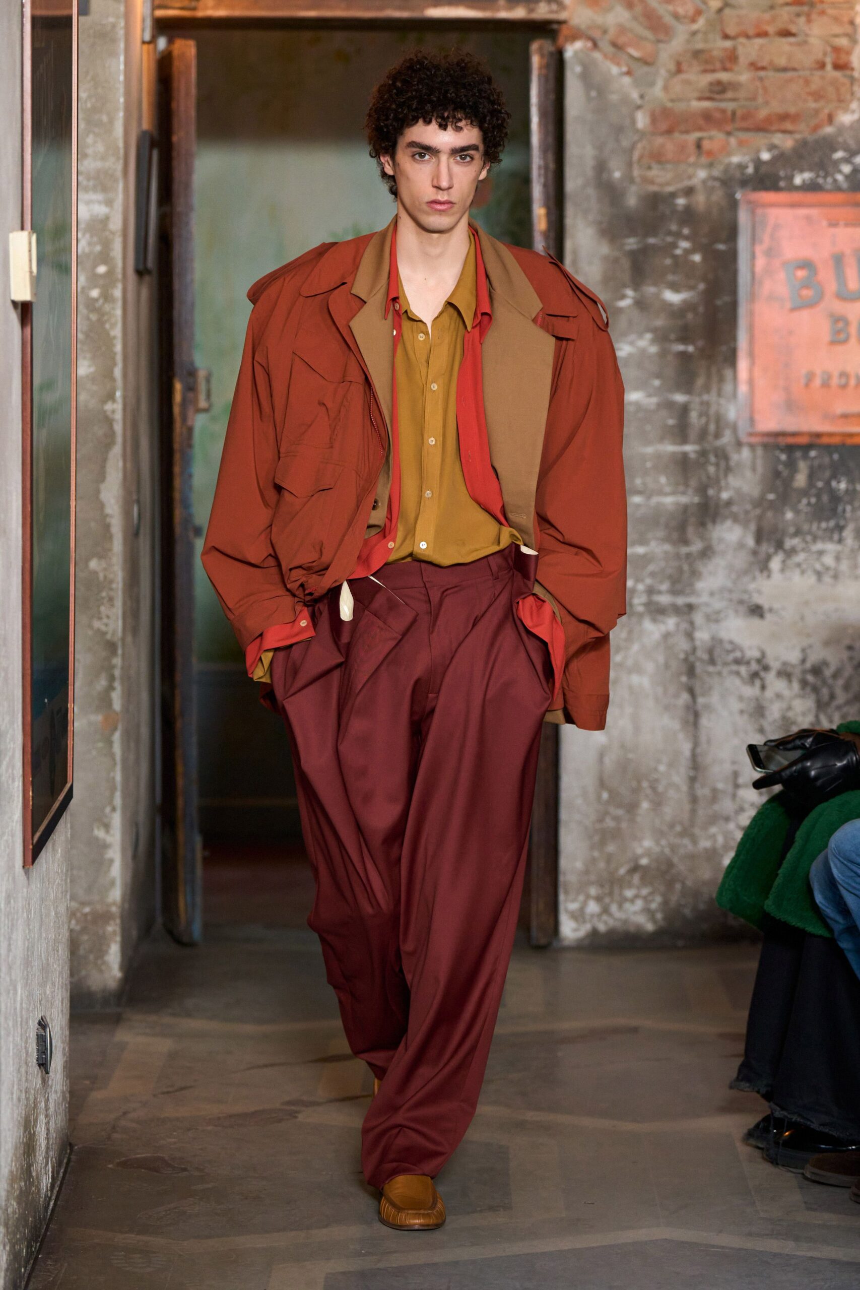 red relaxed wide-leg pants