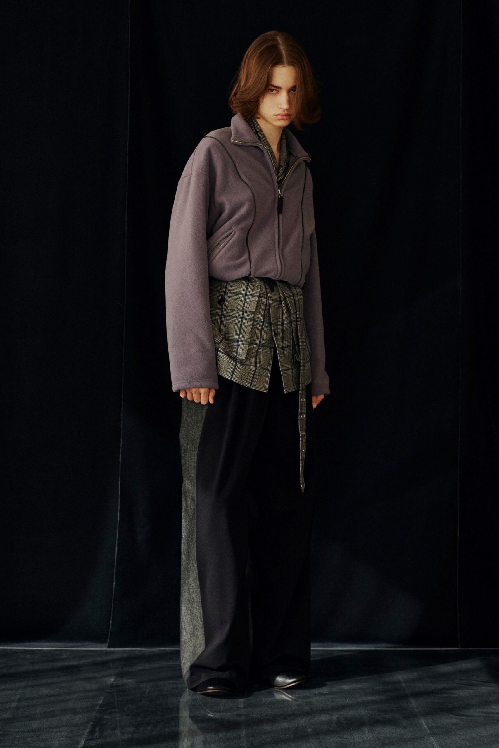 purple long-sleeve oversized zippered jacket