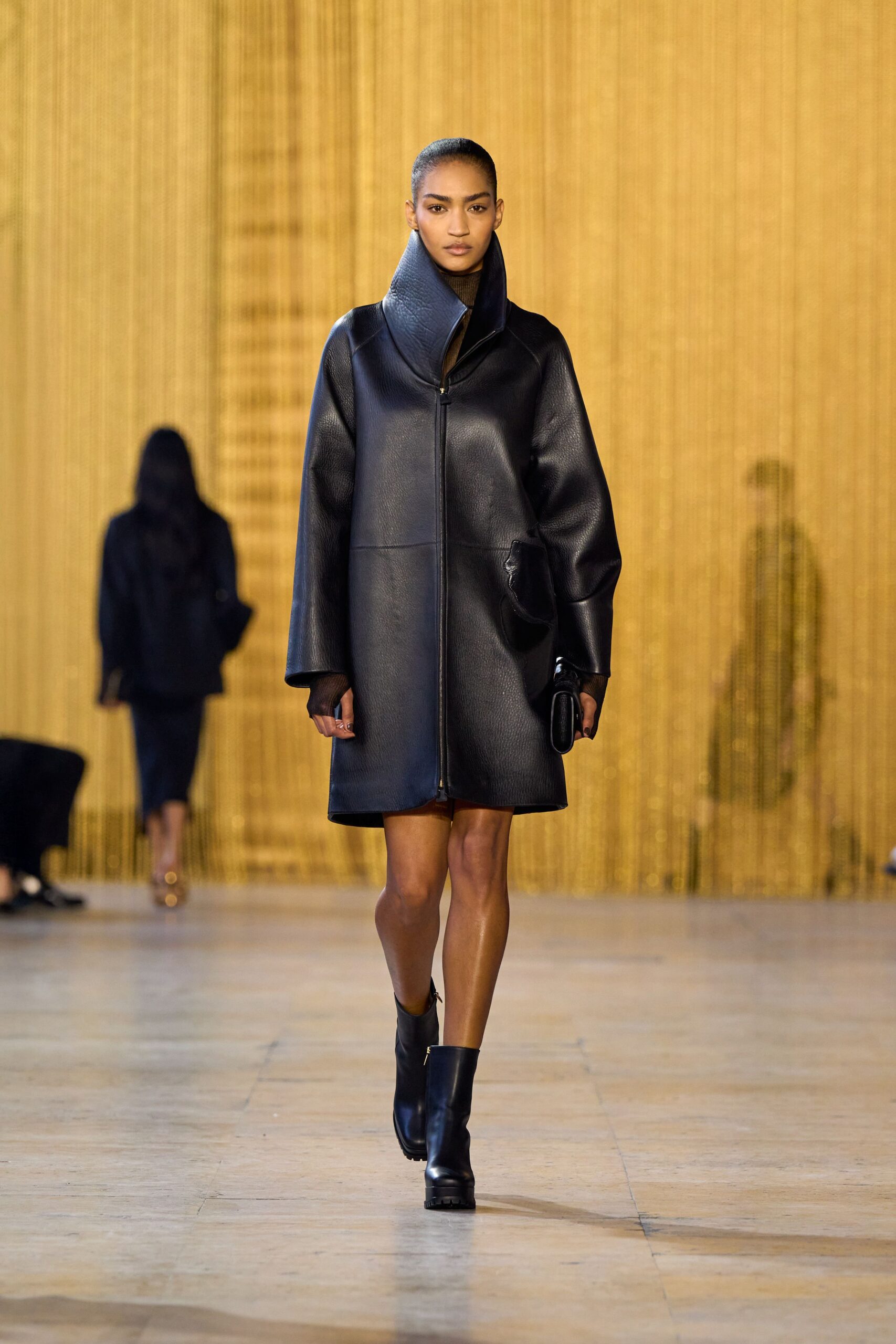 black leather coat and shoes