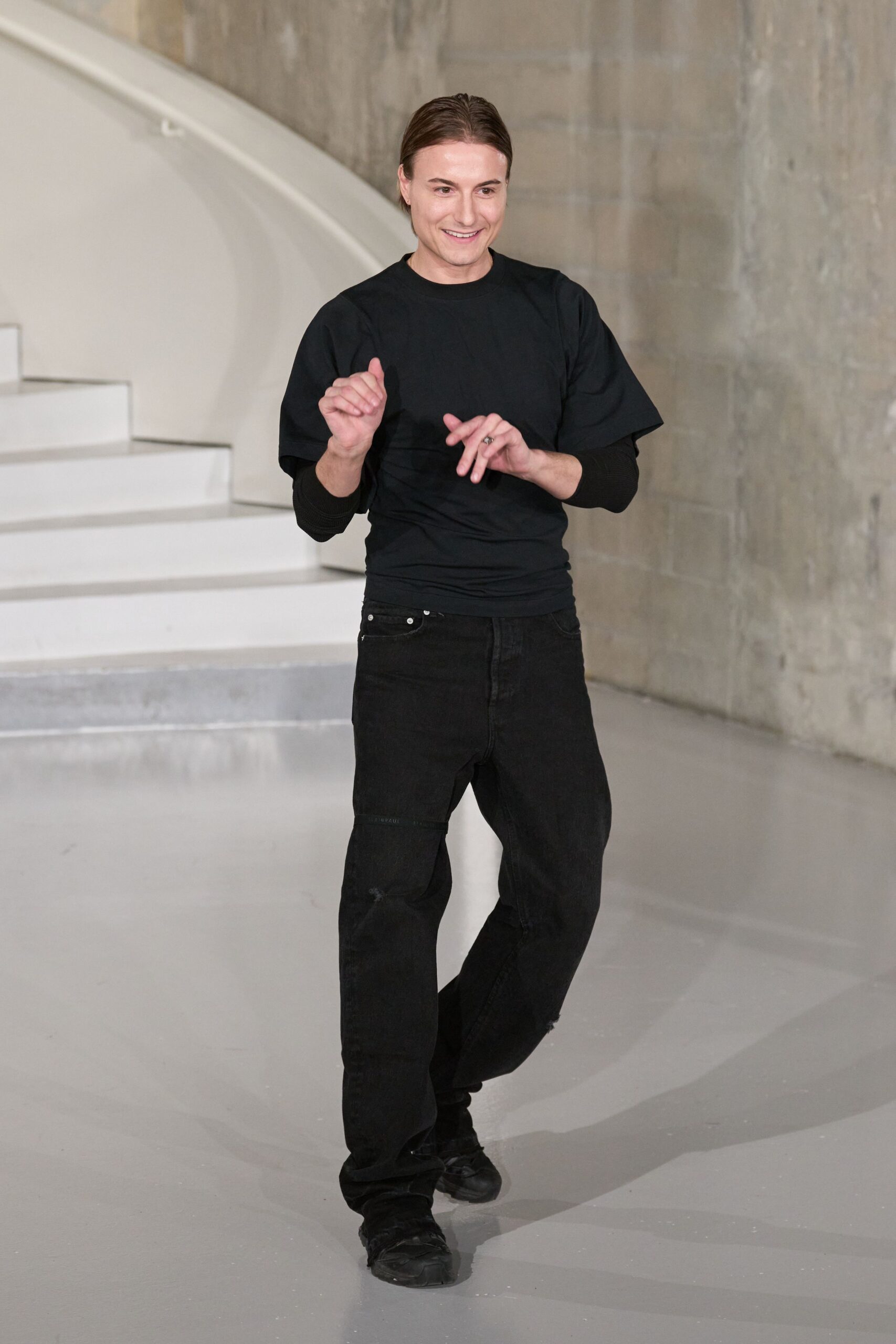 black t-shirt and jeans