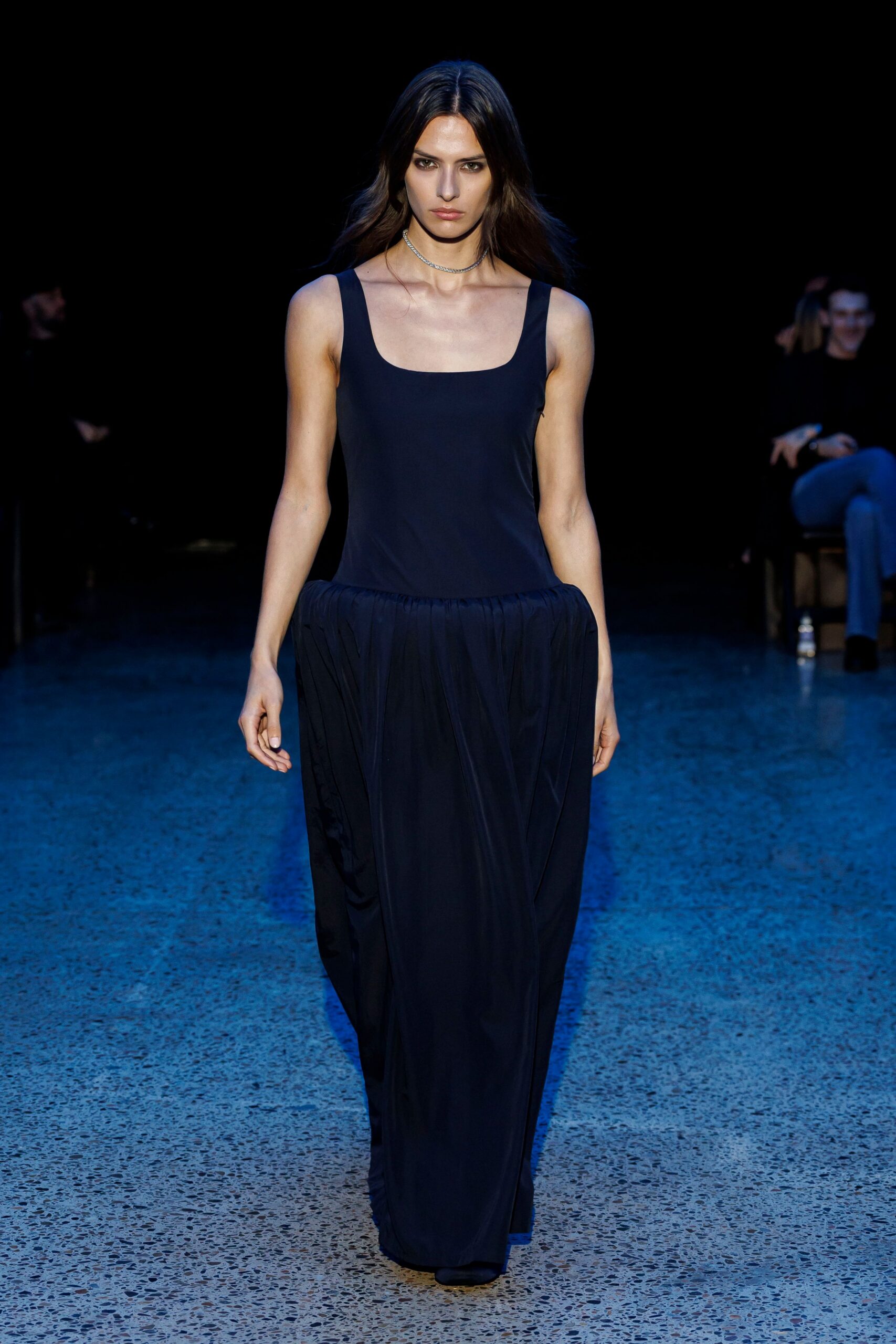 black sleeveless maxi gown