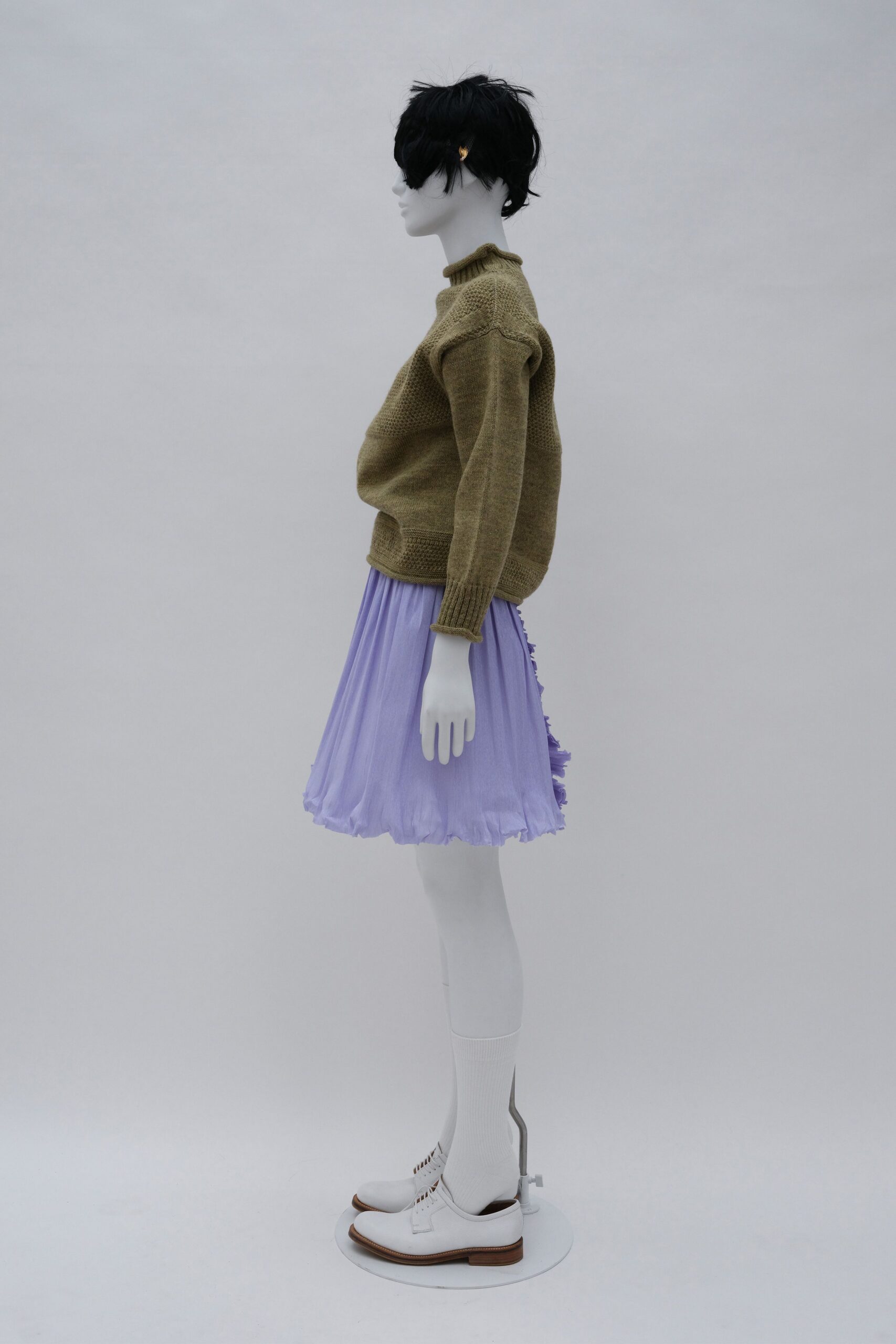 purple chiffon sleeveless relaxed pleated flowing mini skirt