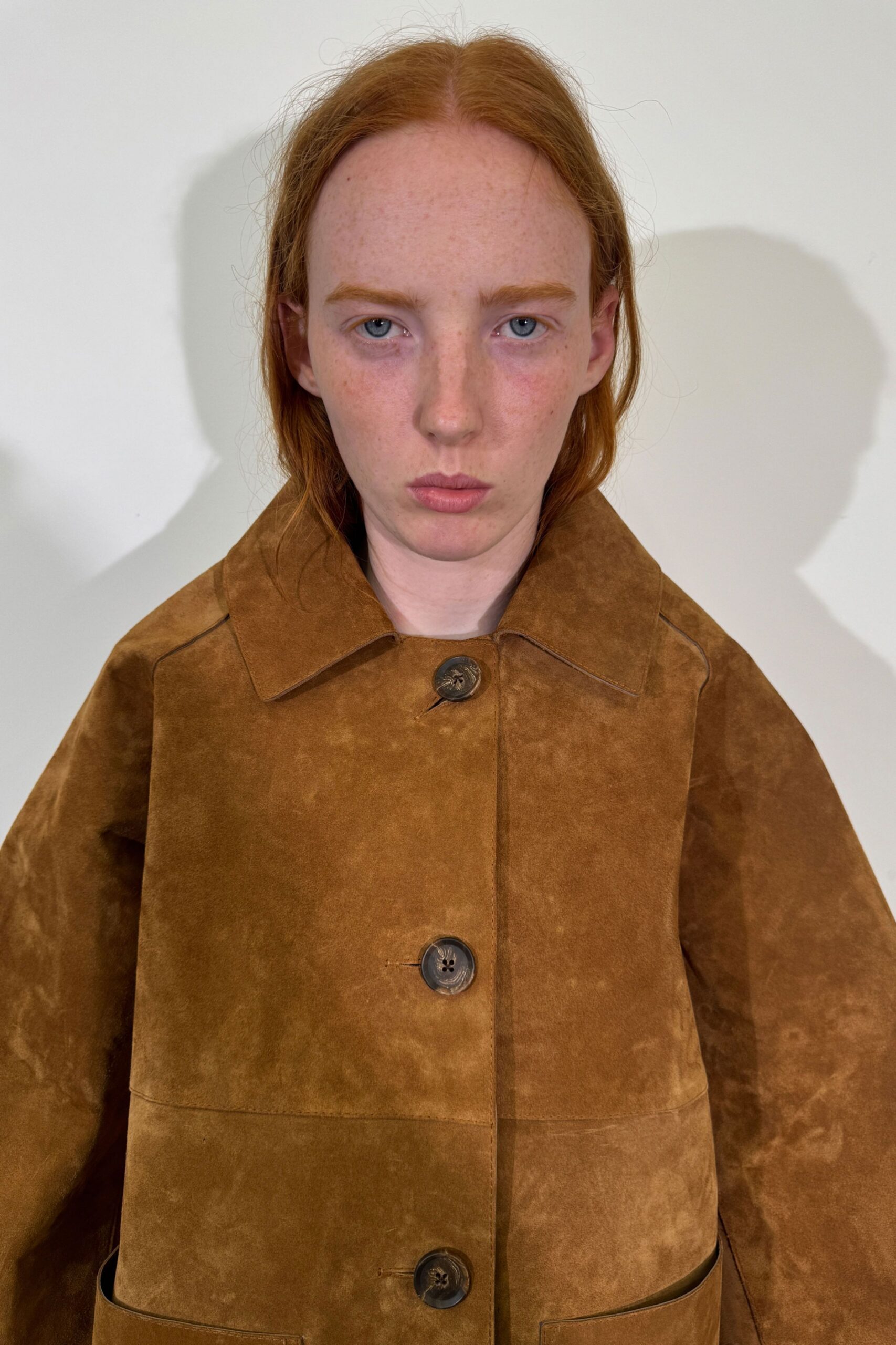 brown suede relaxed coat