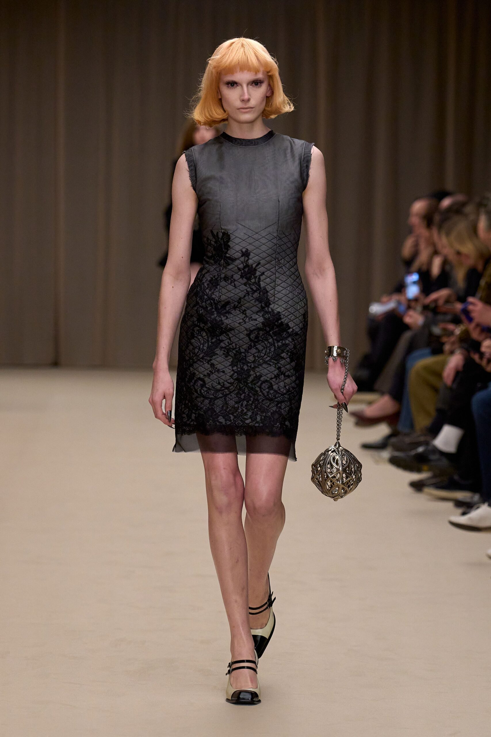 black silk sleeveless high-neck fitted embroidered mini dress