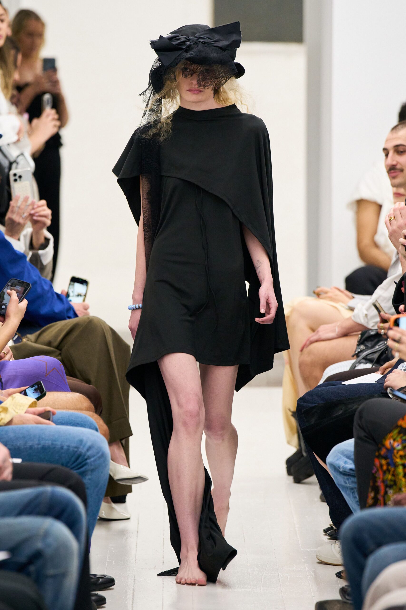black cotton sleeveless asymmetric relaxed mini dress