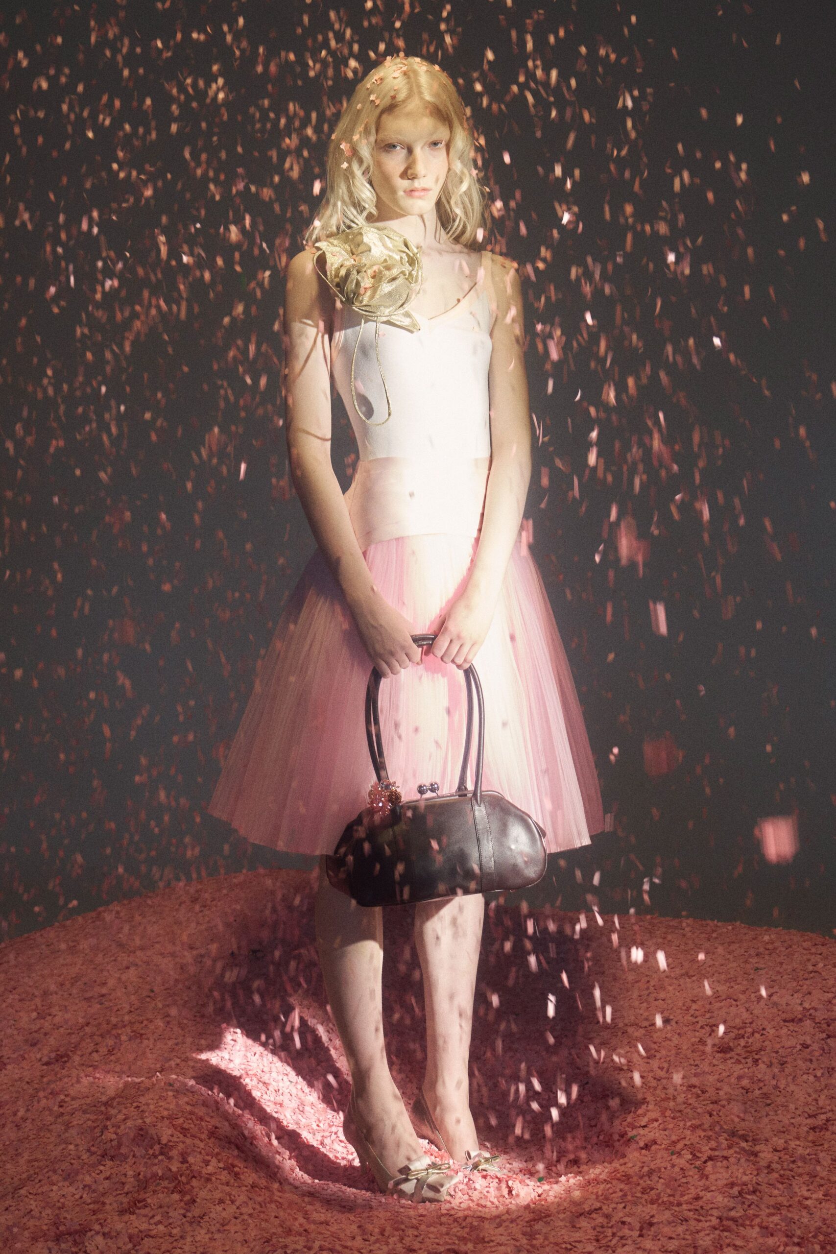 white fitted top pink tulle skirt