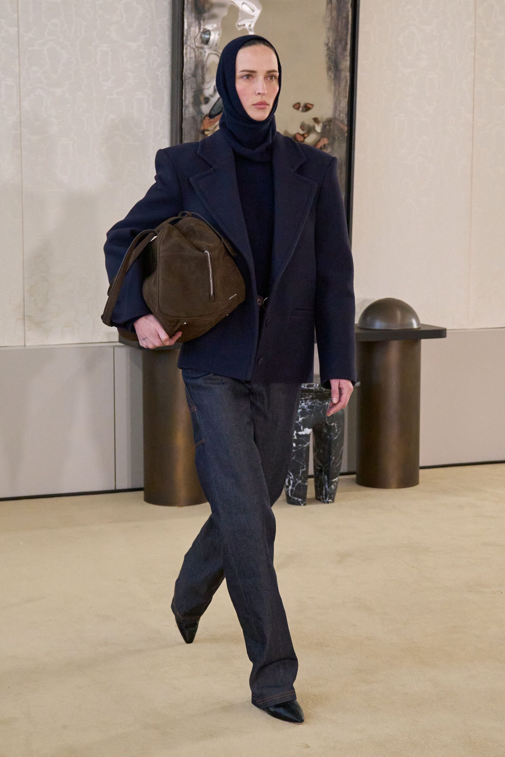 blue denim slim straight-leg jeans