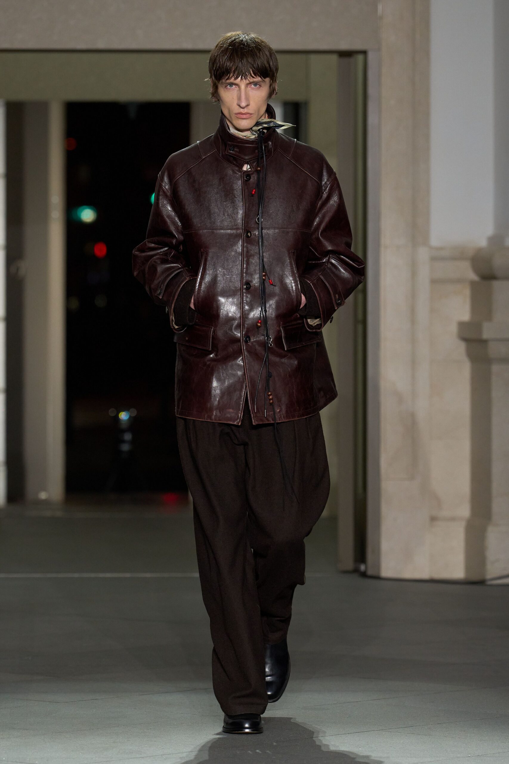 black cotton relaxed straight-leg pants