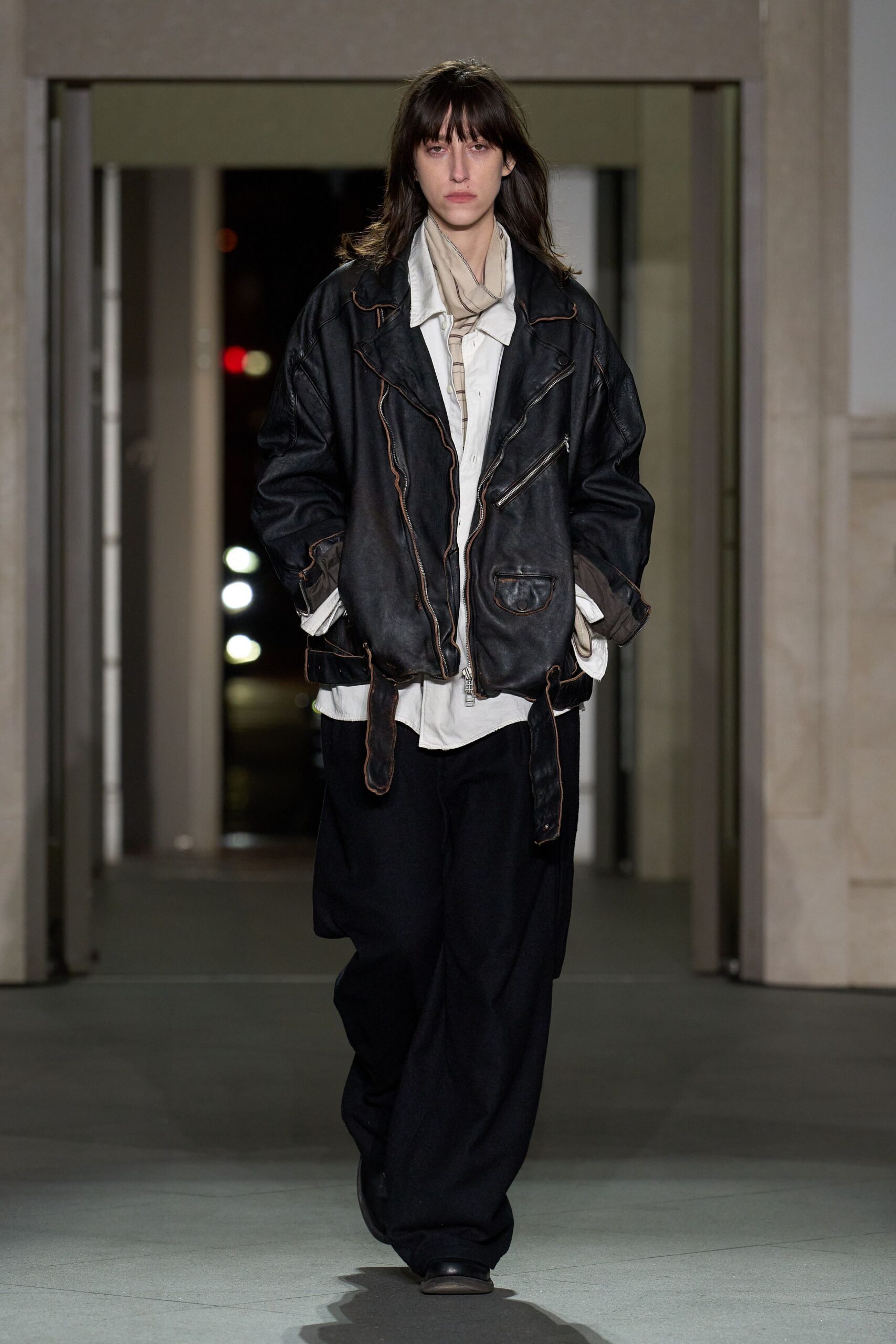 oversized black leather jacket
