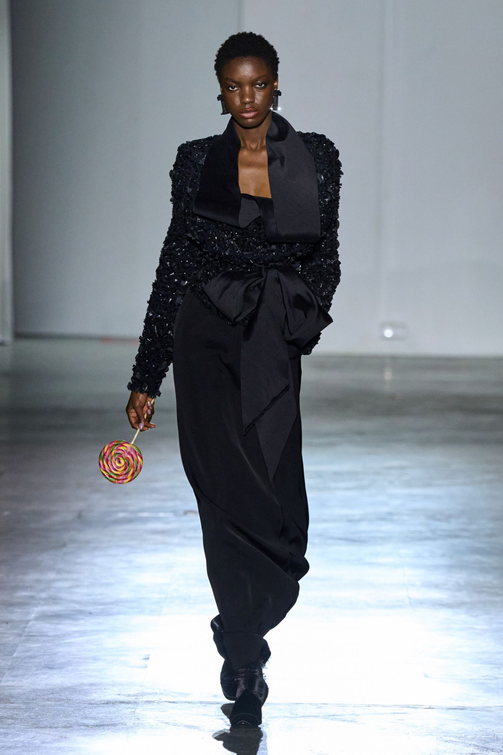 black embellished blazer and pants