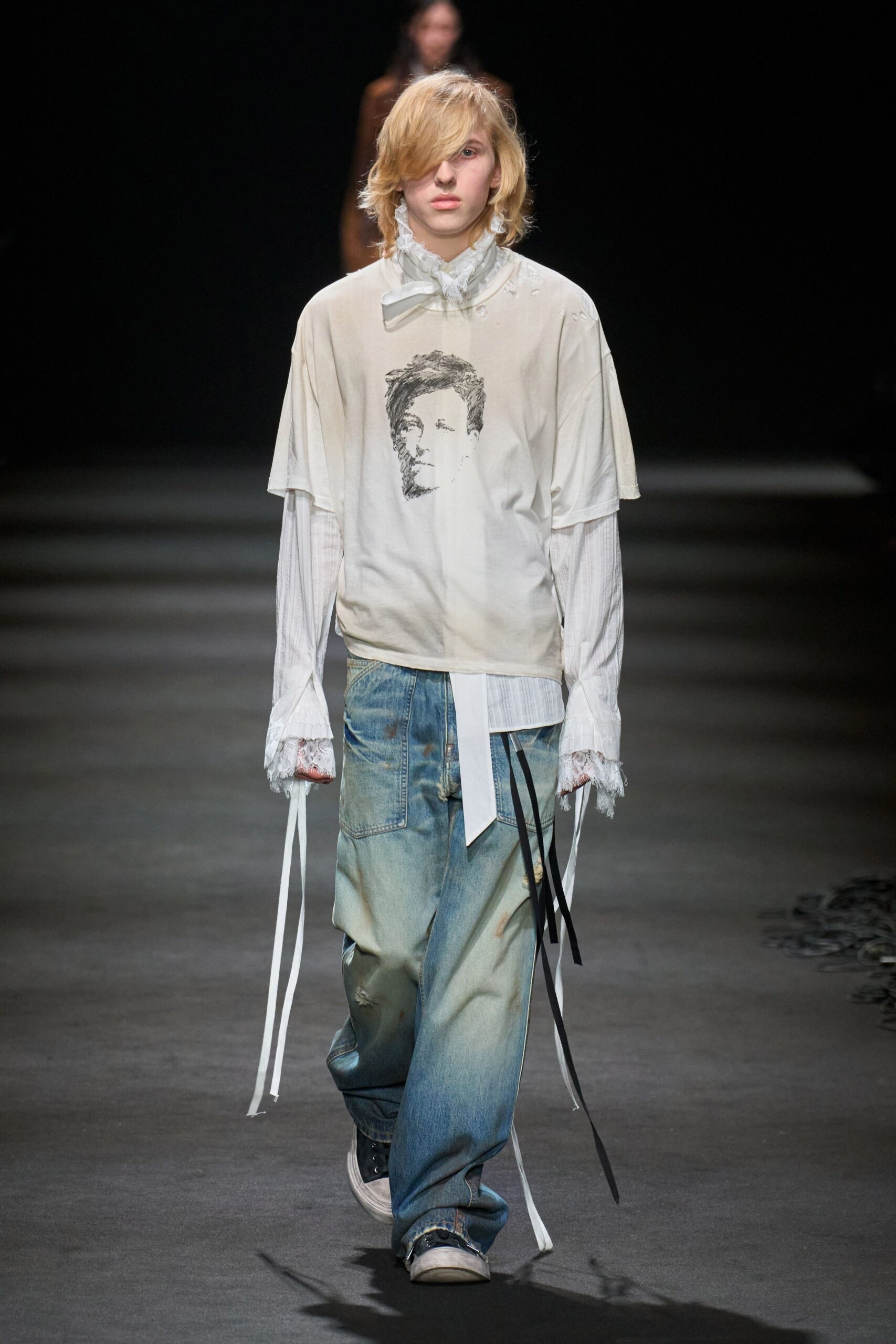 relaxed white t-shirt and blue jeans