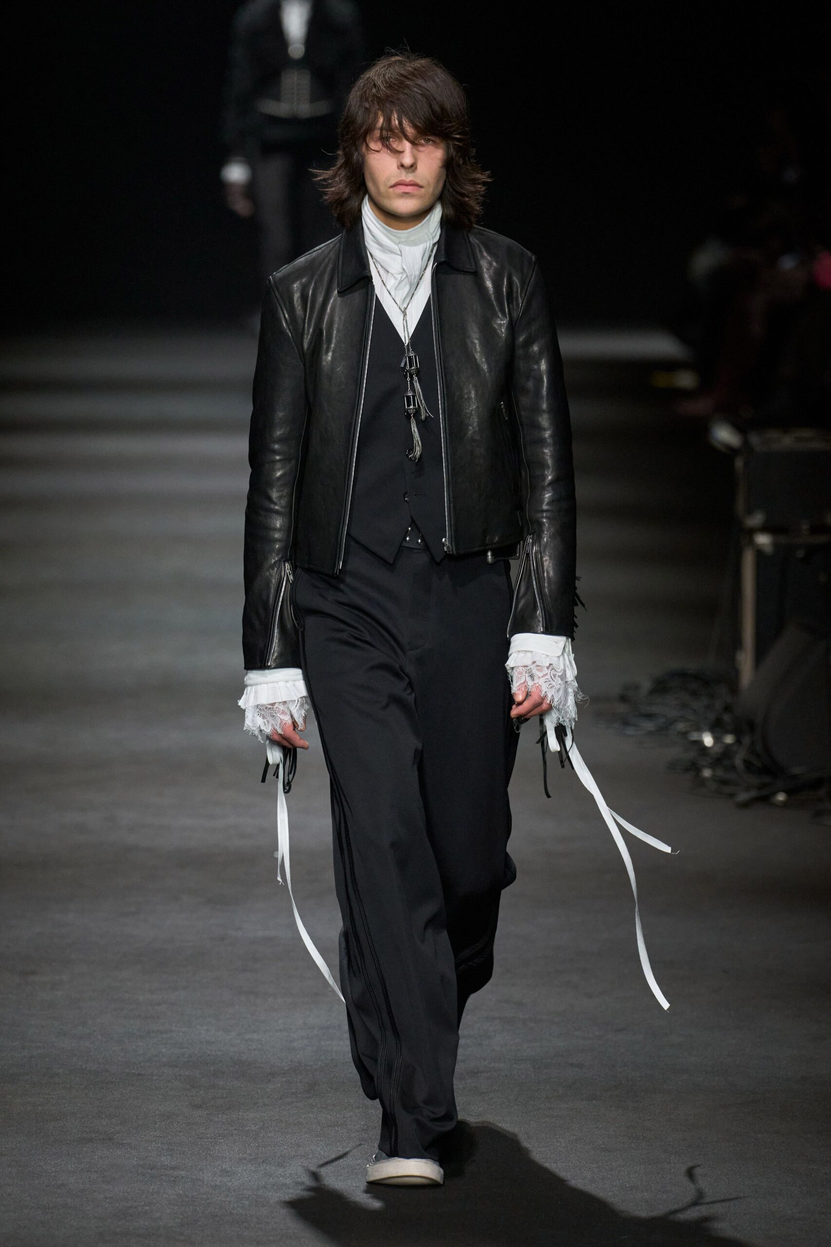 black leather jacket and pants
