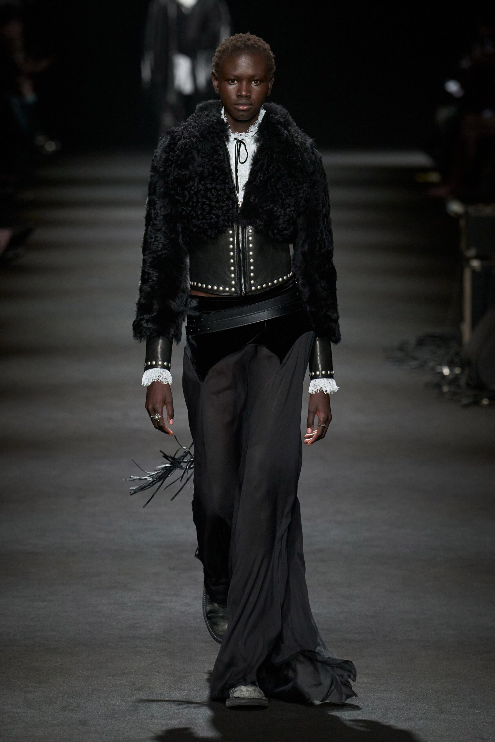 black silk relaxed flowing pants
