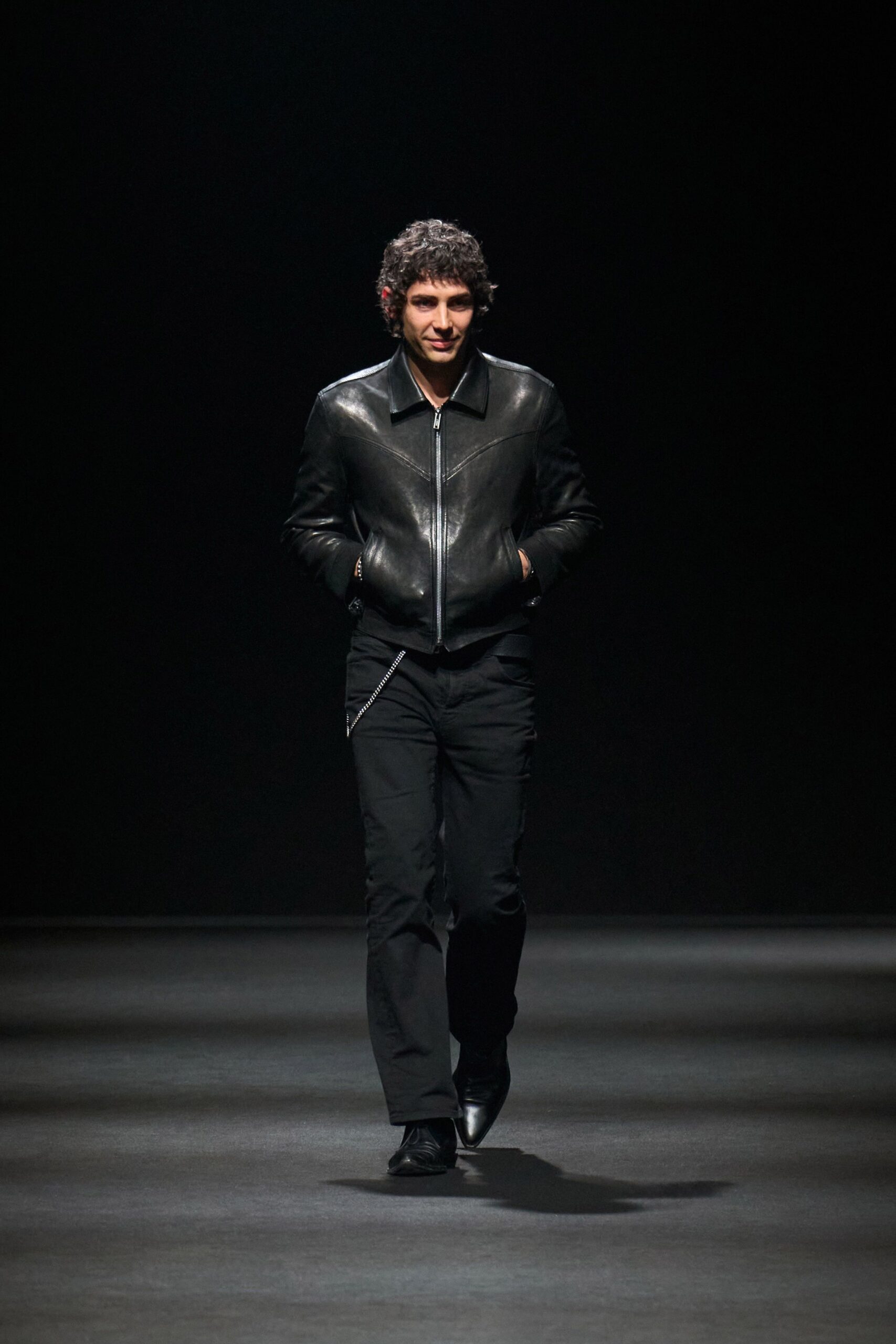 black leather jacket and pants