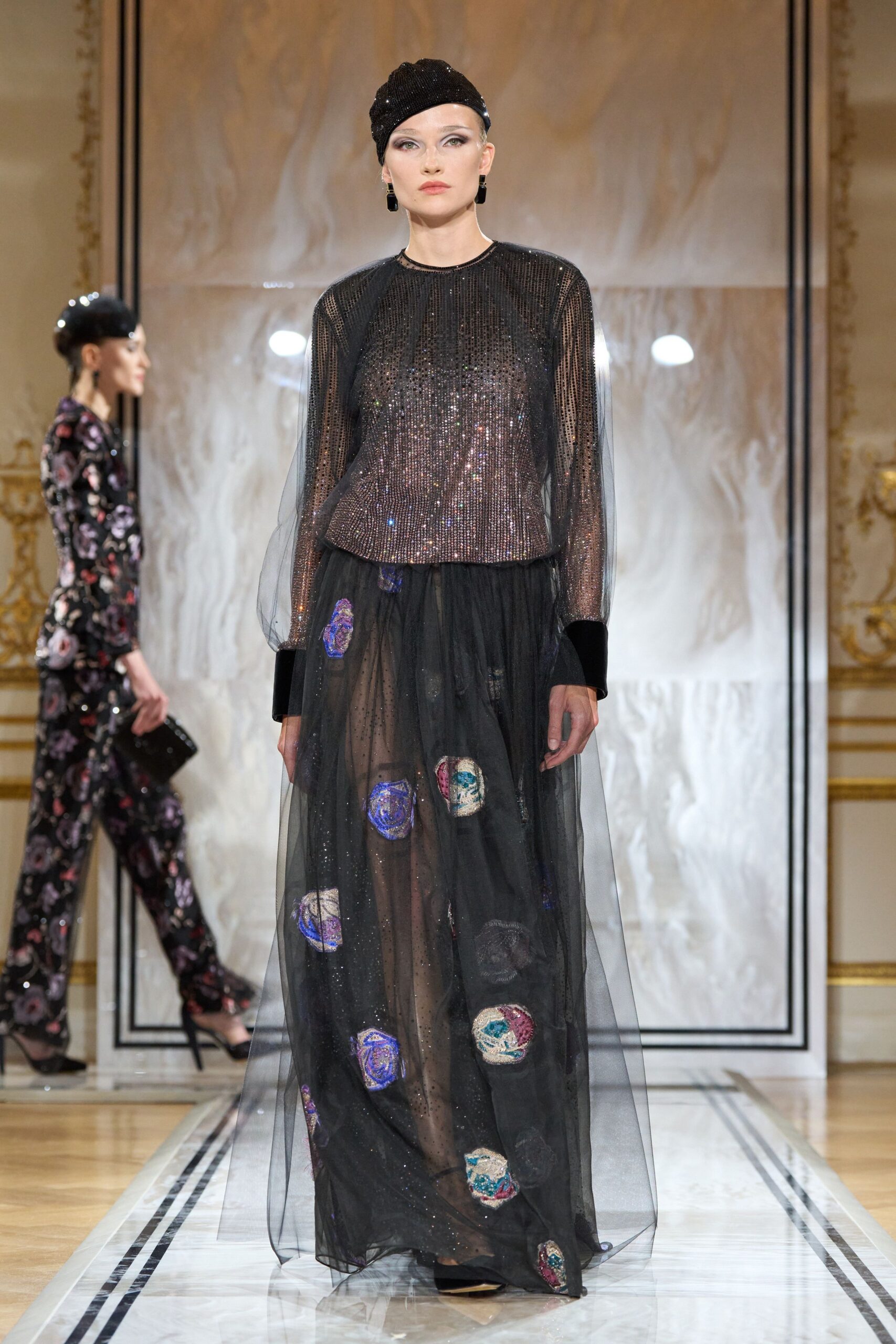 black tulle relaxed layered flared flowing maxi skirt