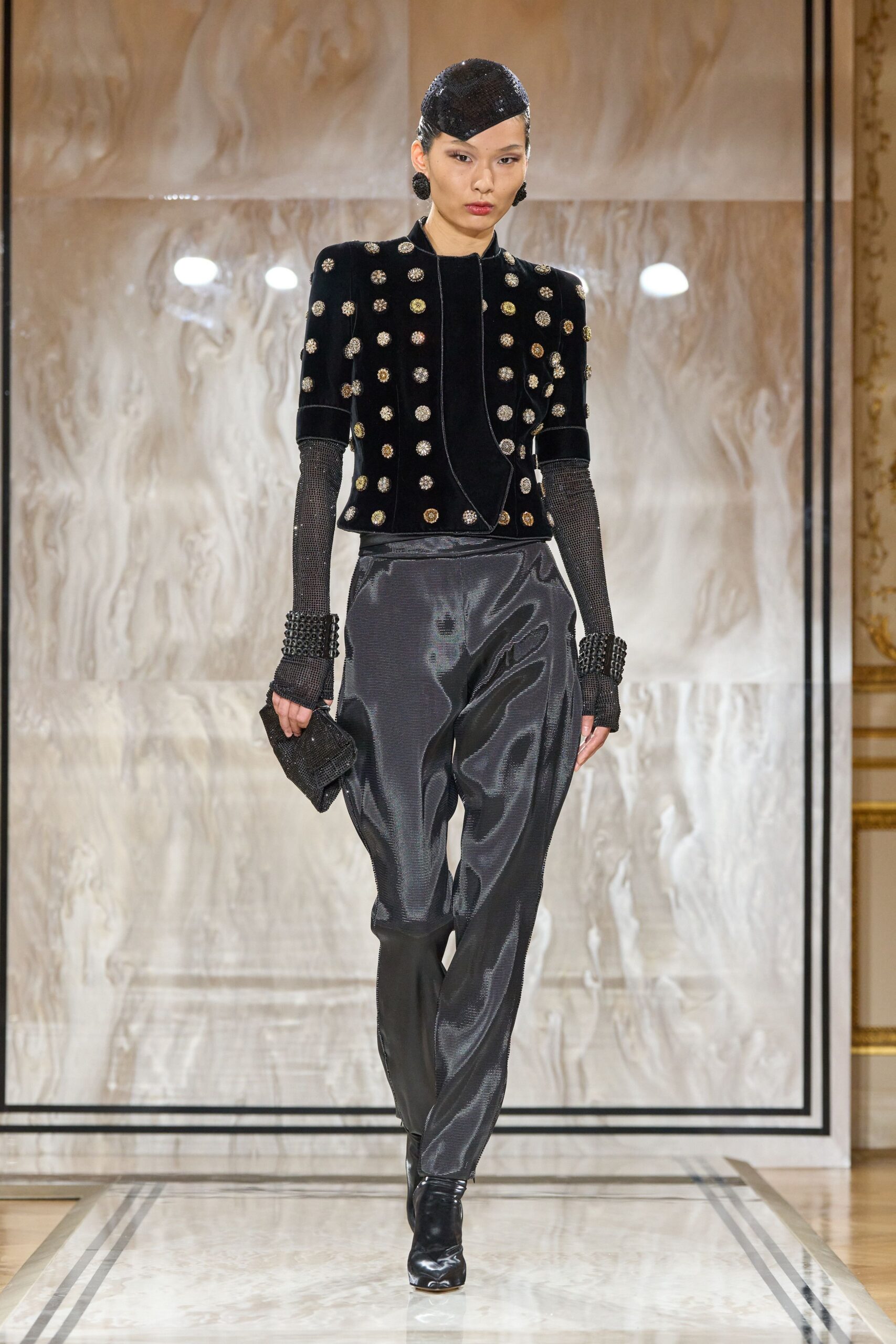 gray silk relaxed straight-leg pants