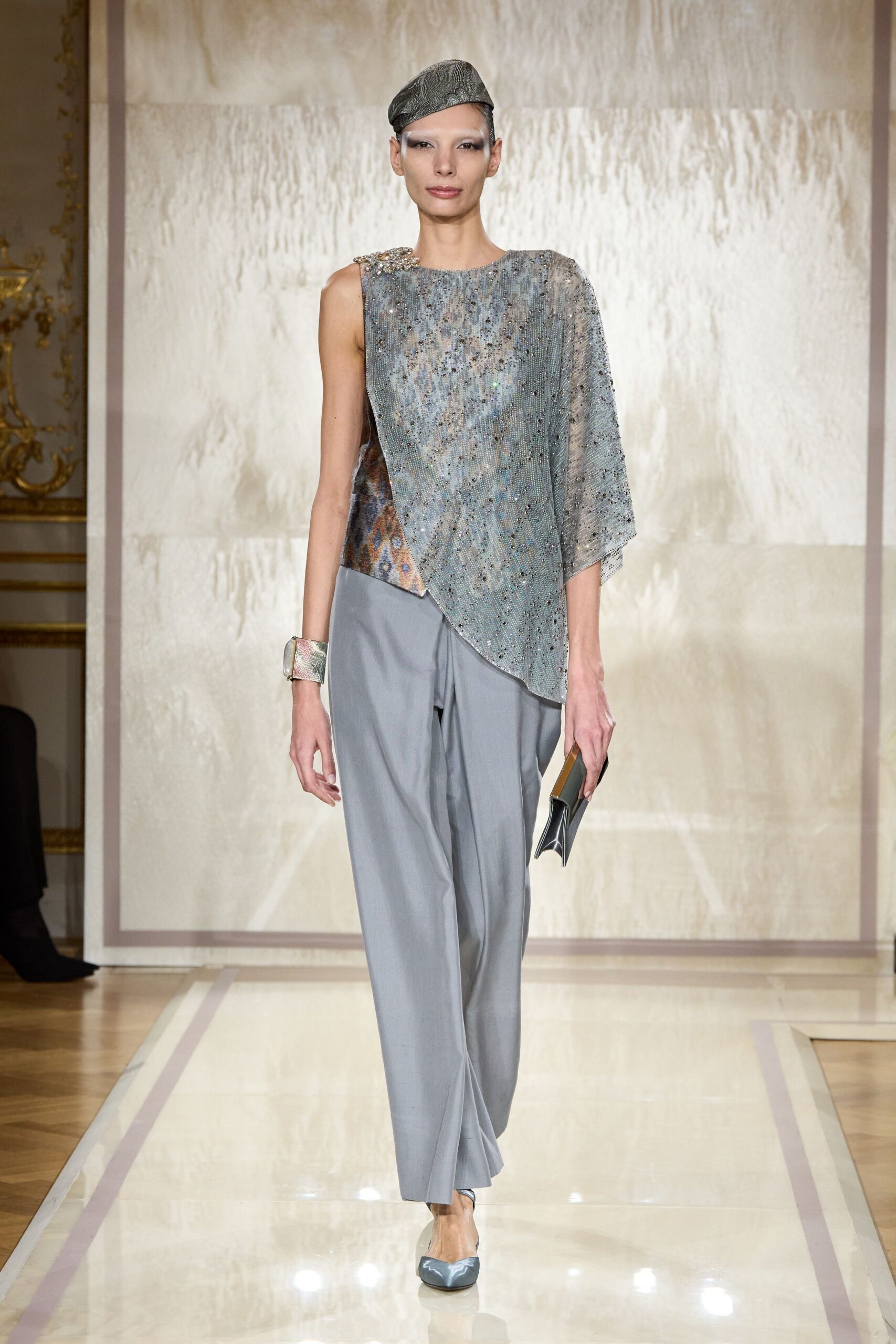 blue silk sleeveless asymmetric relaxed layered sheer top