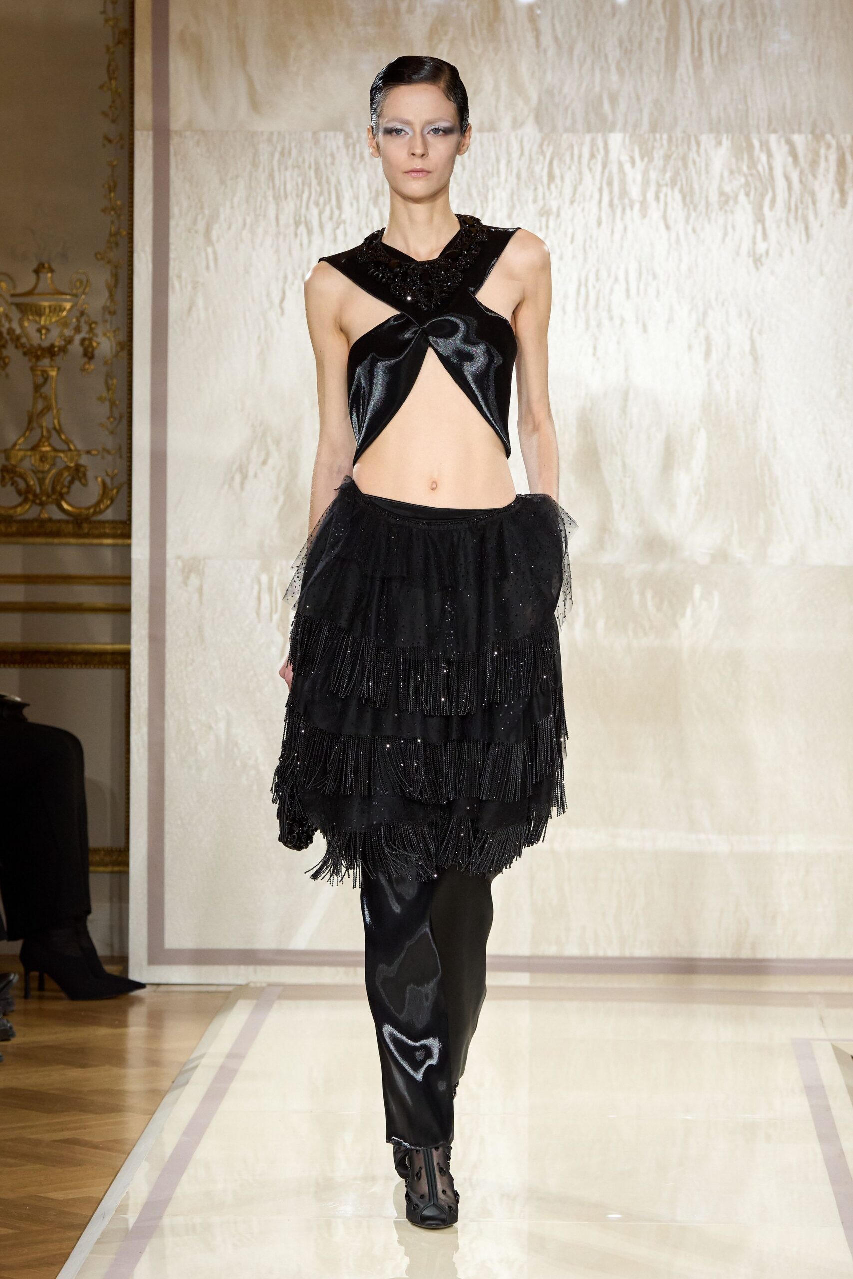 black silk sleeveless dress