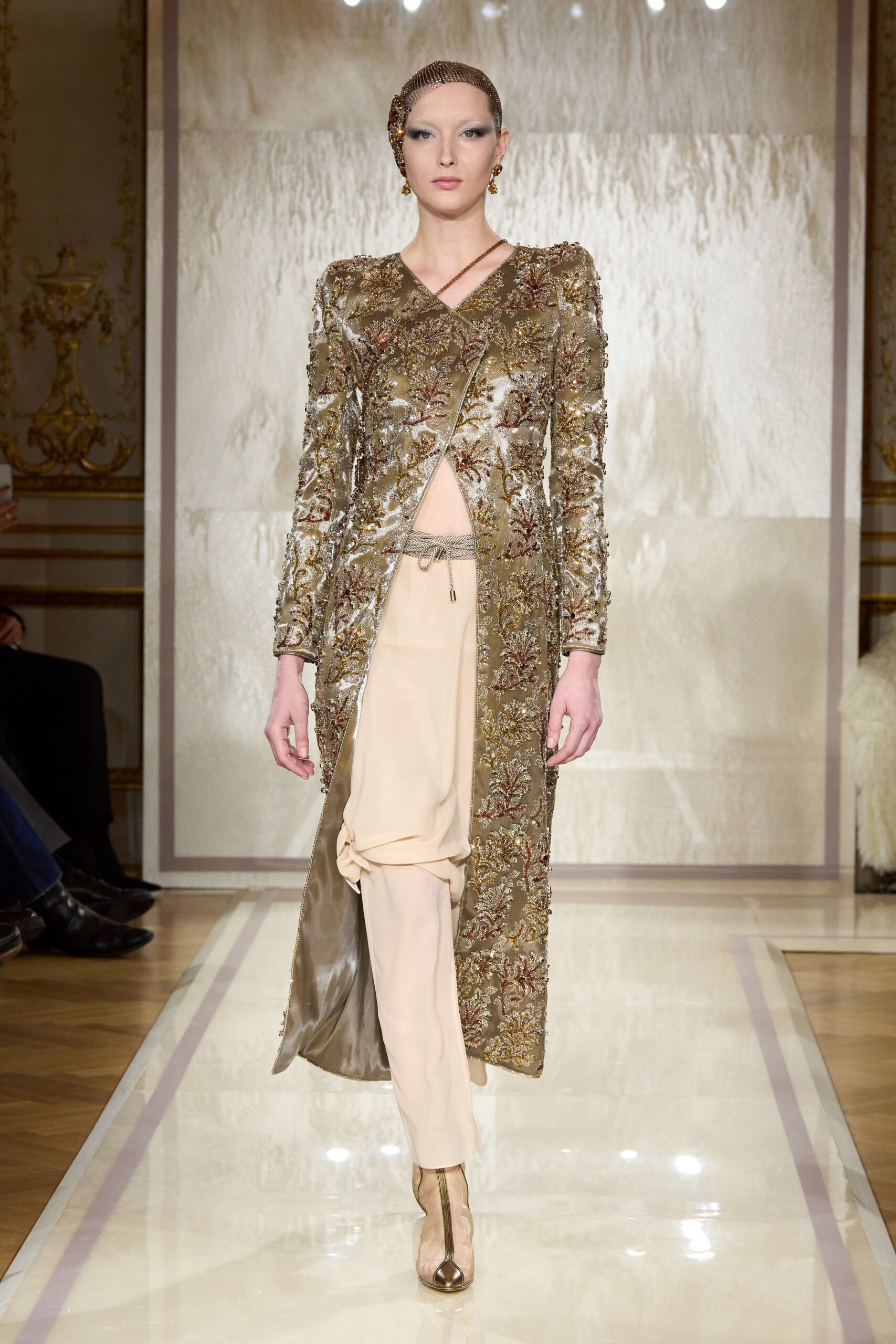 beige silk relaxed draped pants