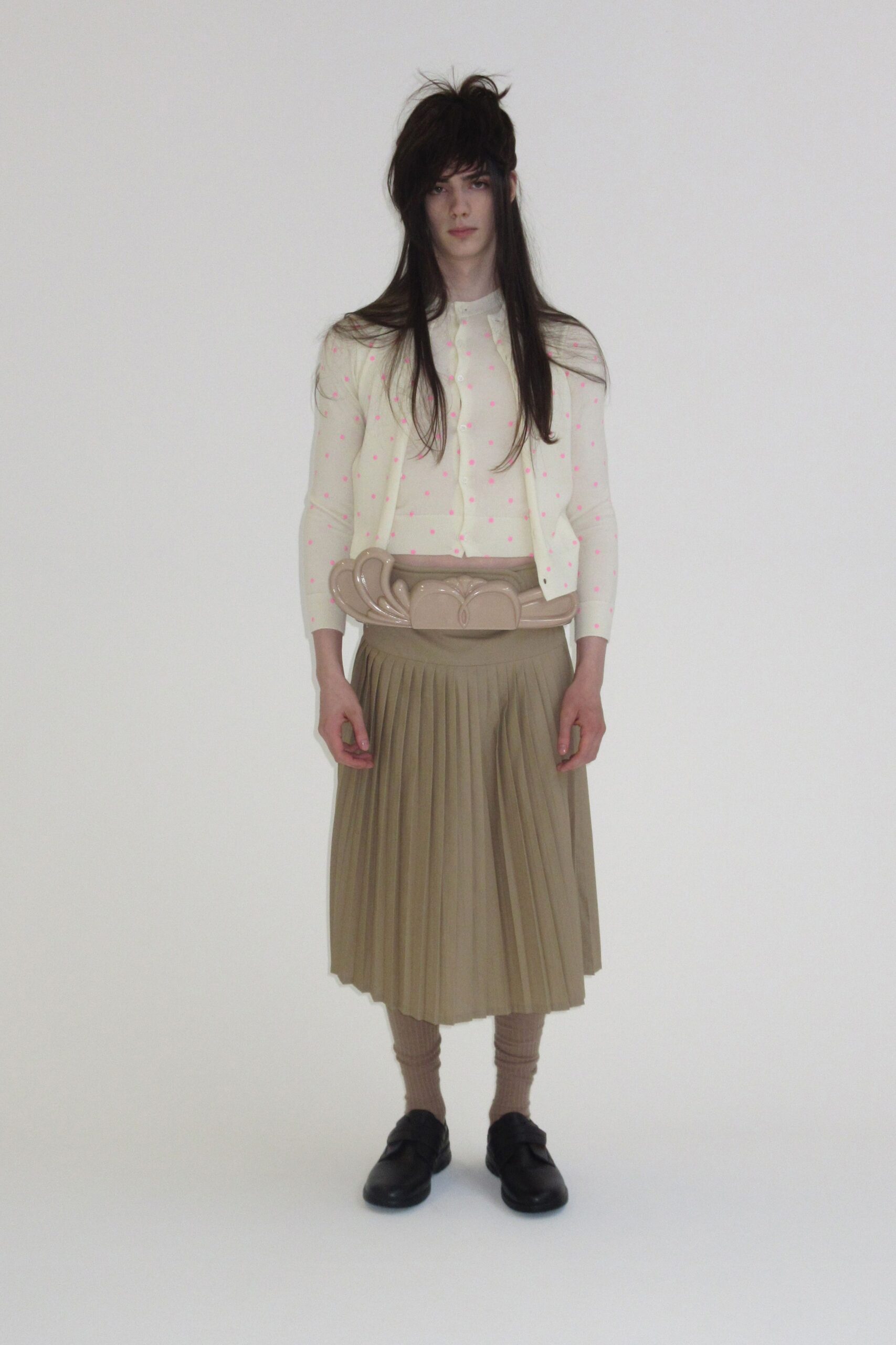 beige leather embellished belt