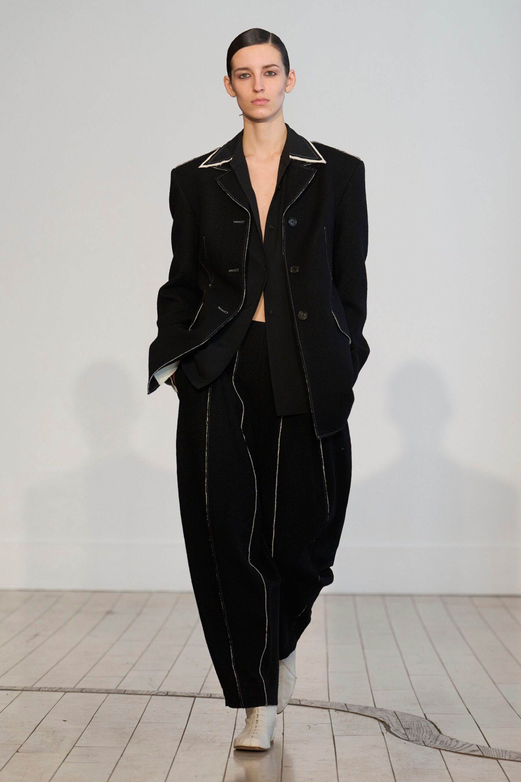 black wool blazer and pants