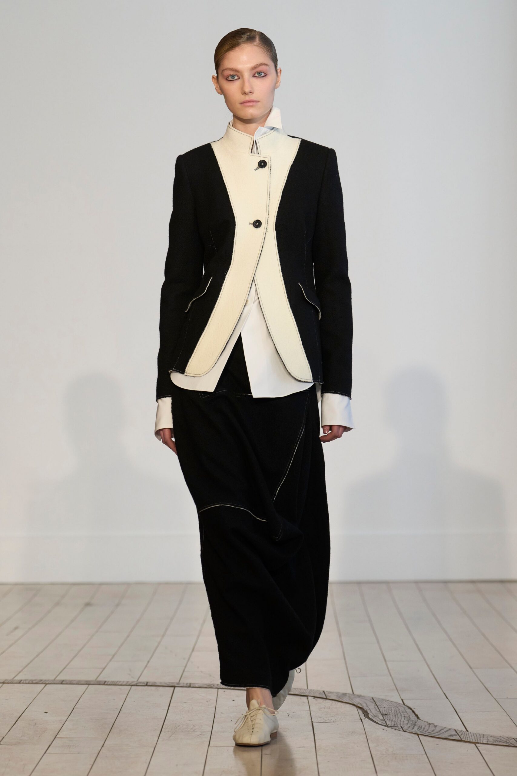 black cotton relaxed straight-leg maxi skirt