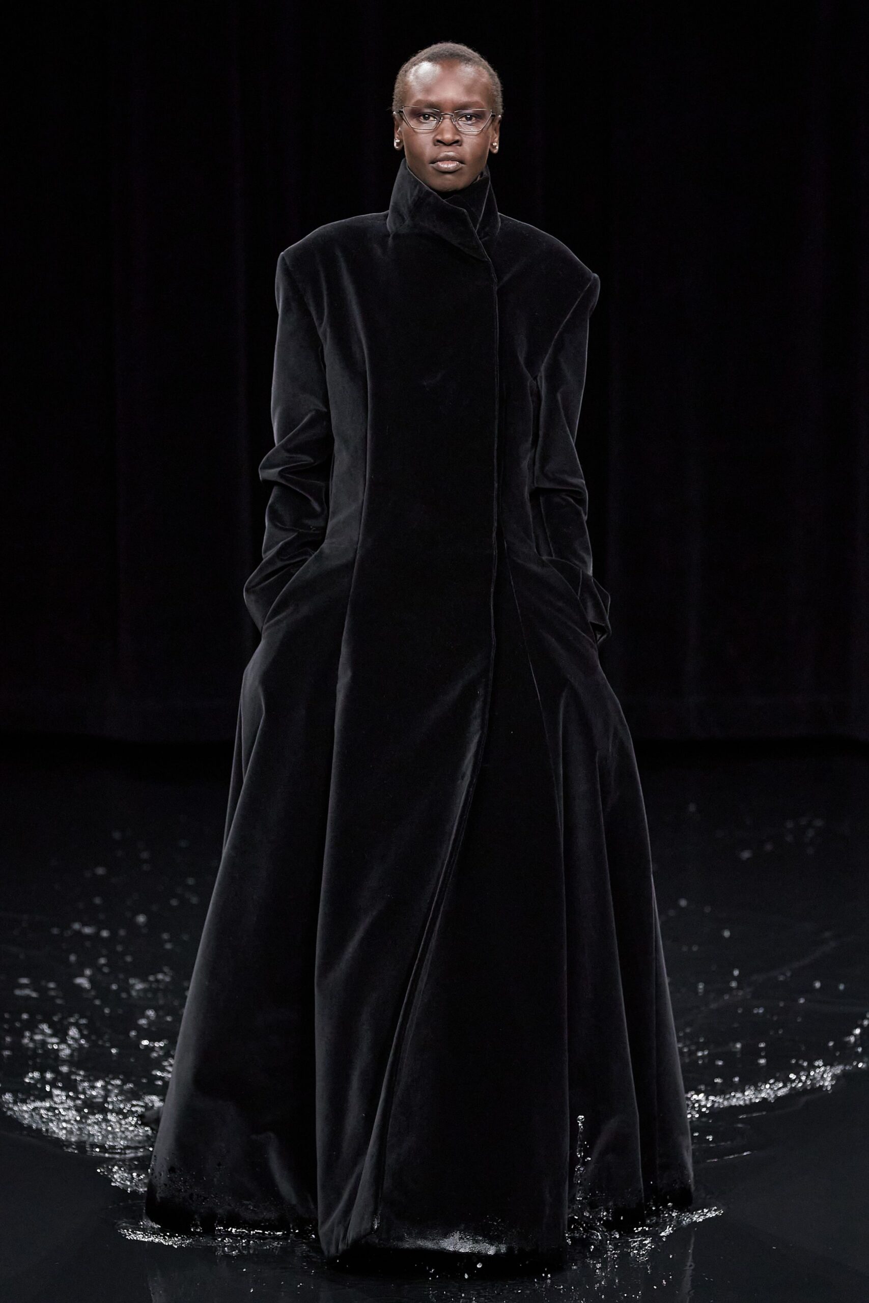 black velvet fitted coat