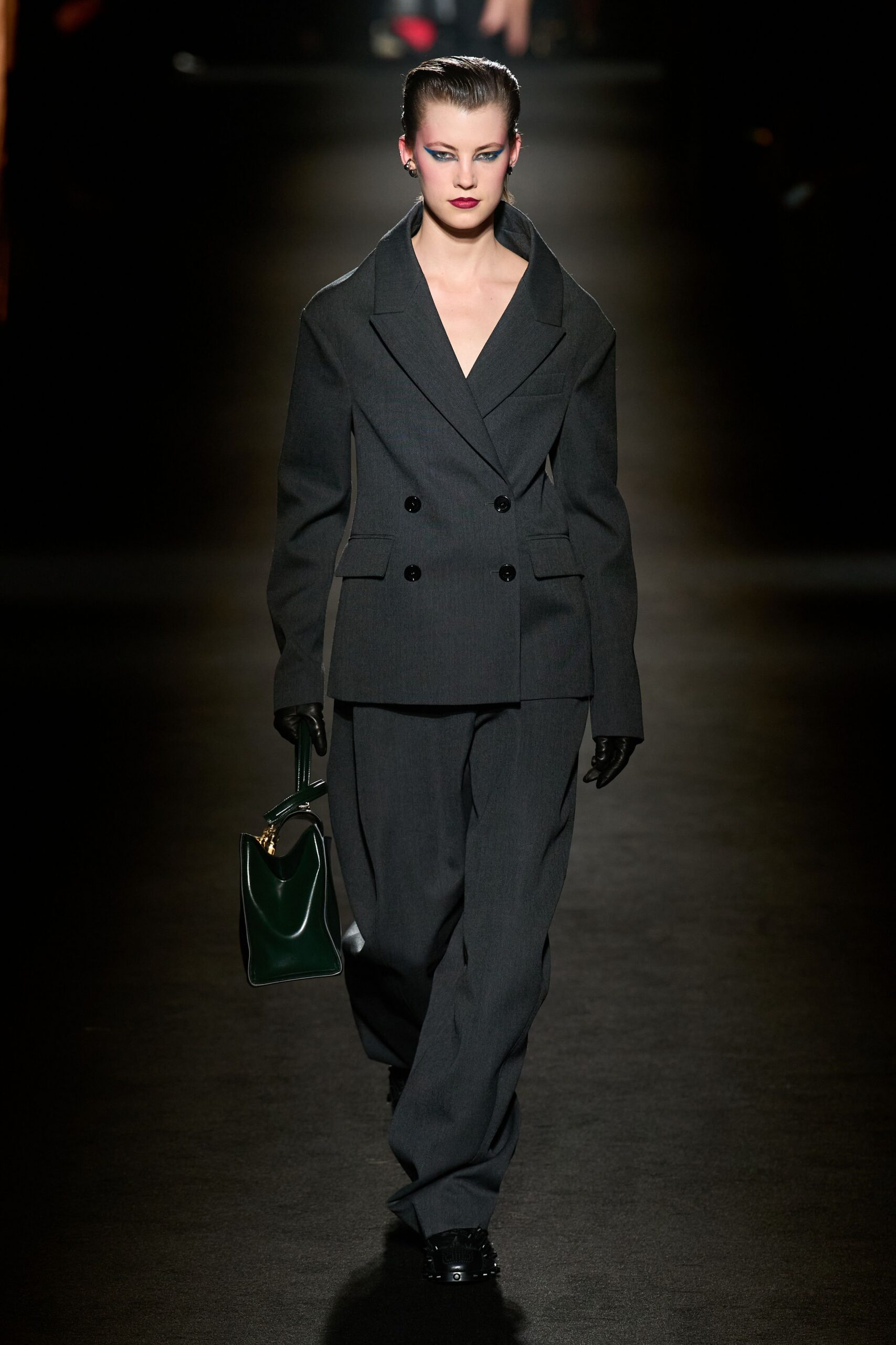 gray wool relaxed high-waisted straight-leg pants