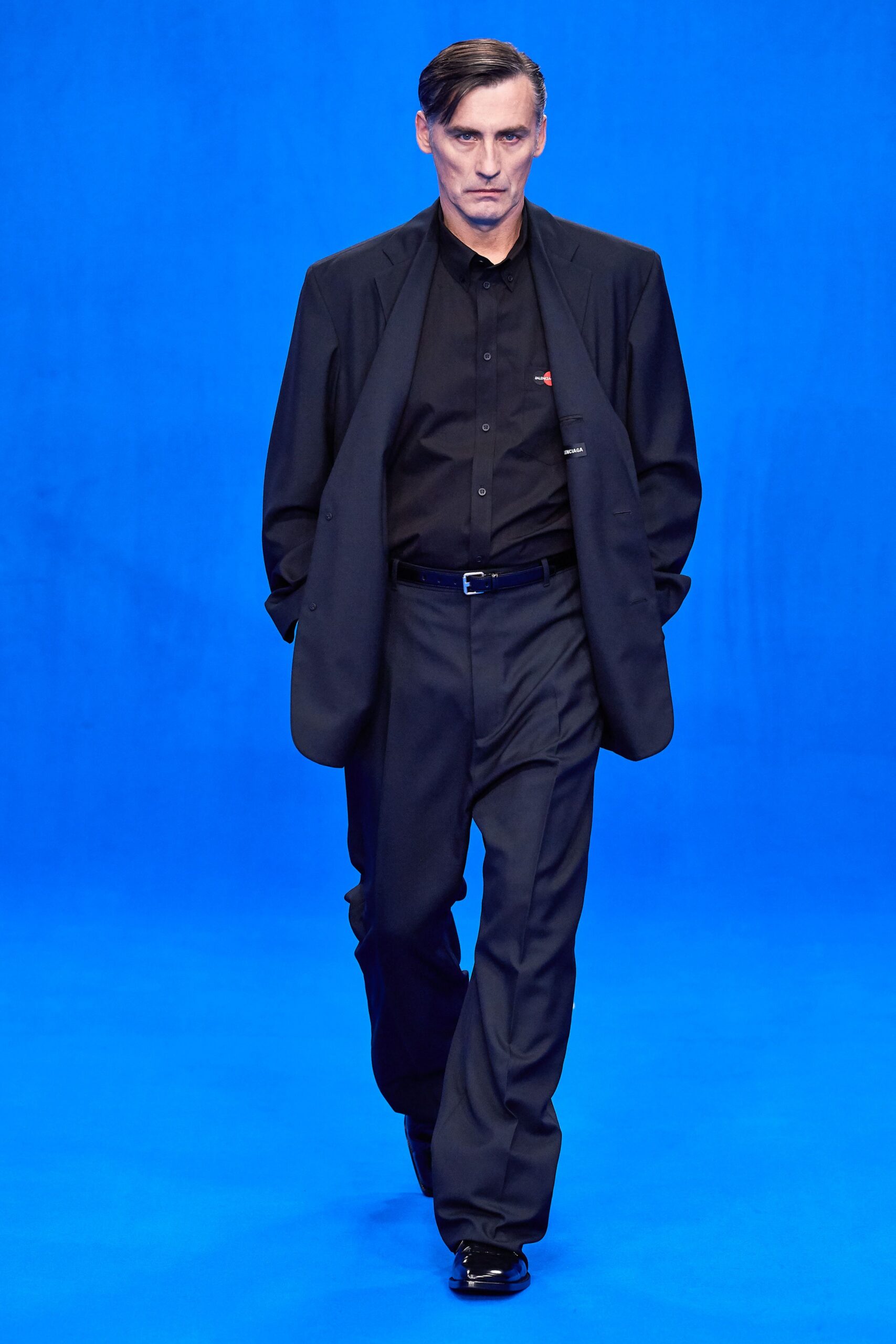 black tailored suit with shirt