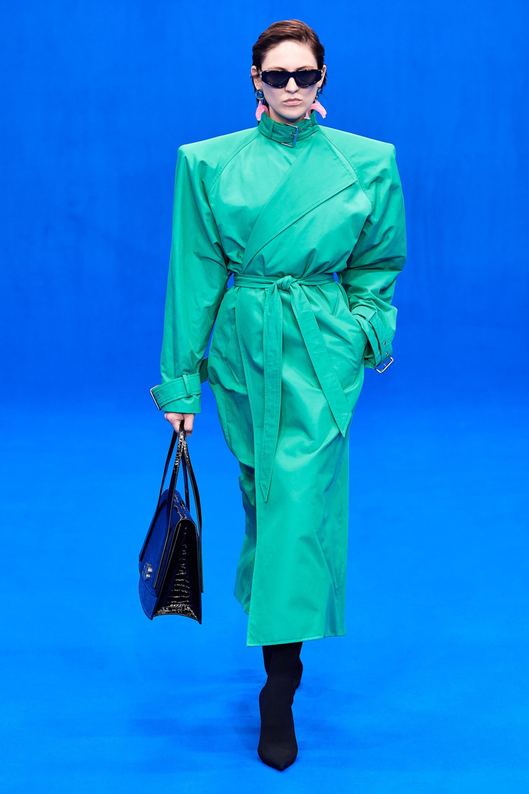 green vinyl belted coat
