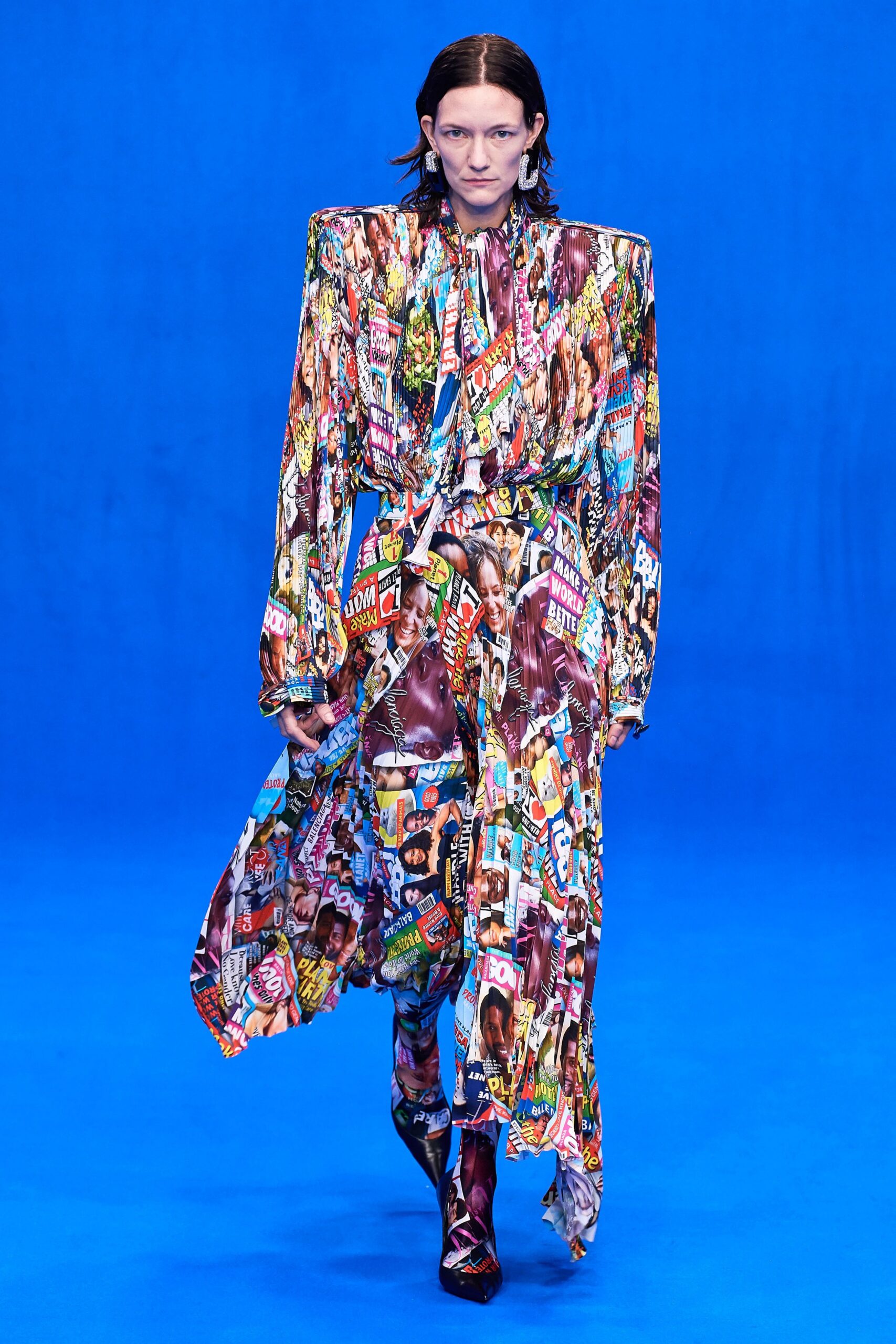 multi-colored draped maxi dress