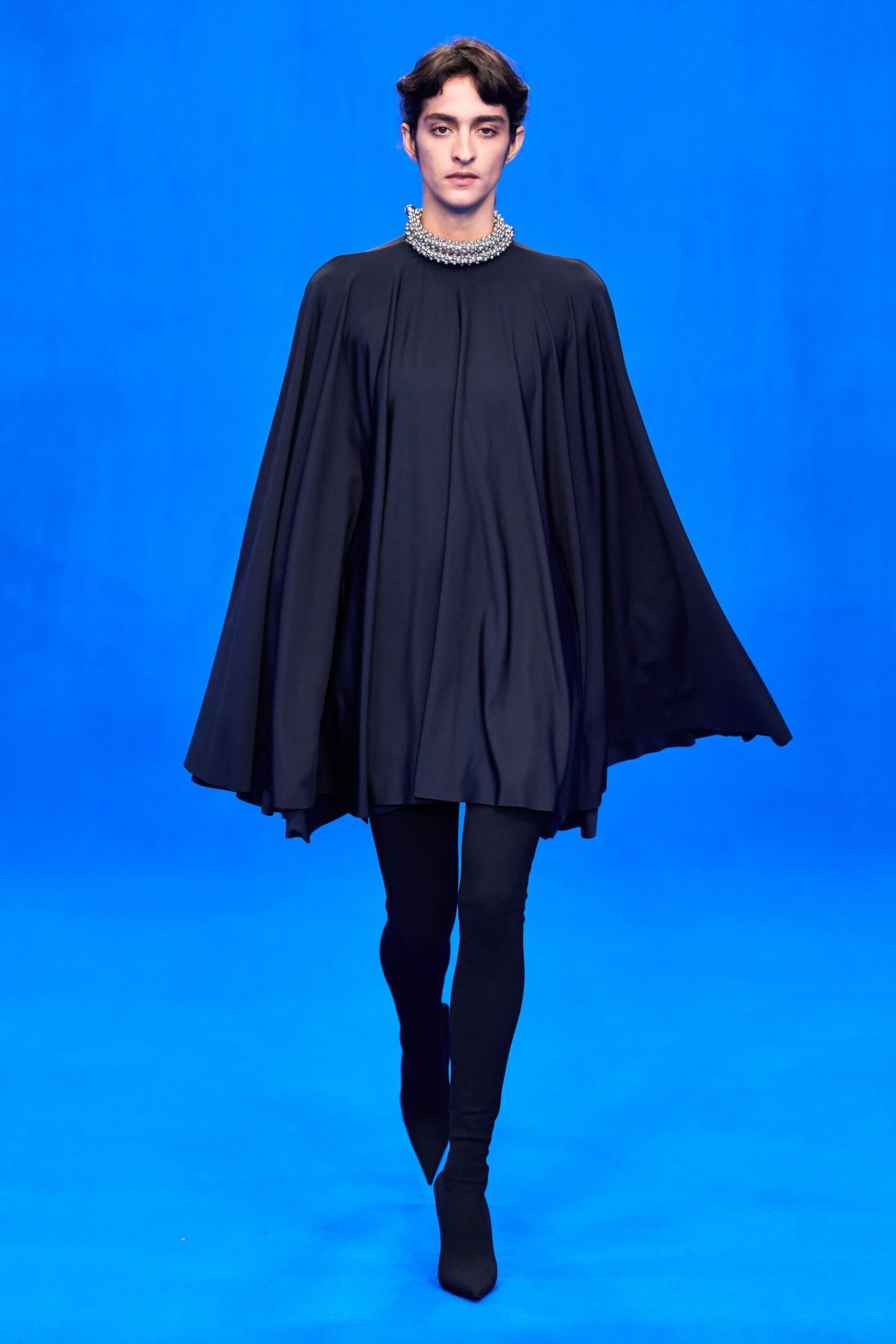black silk pleated cape