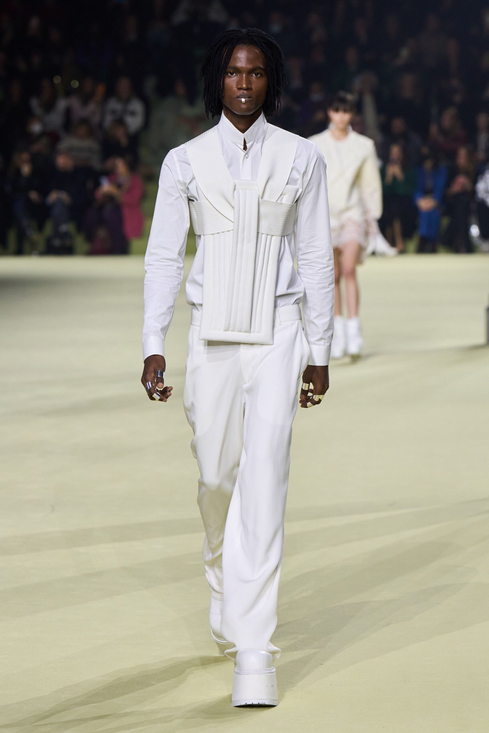 white fitted shirt and pants