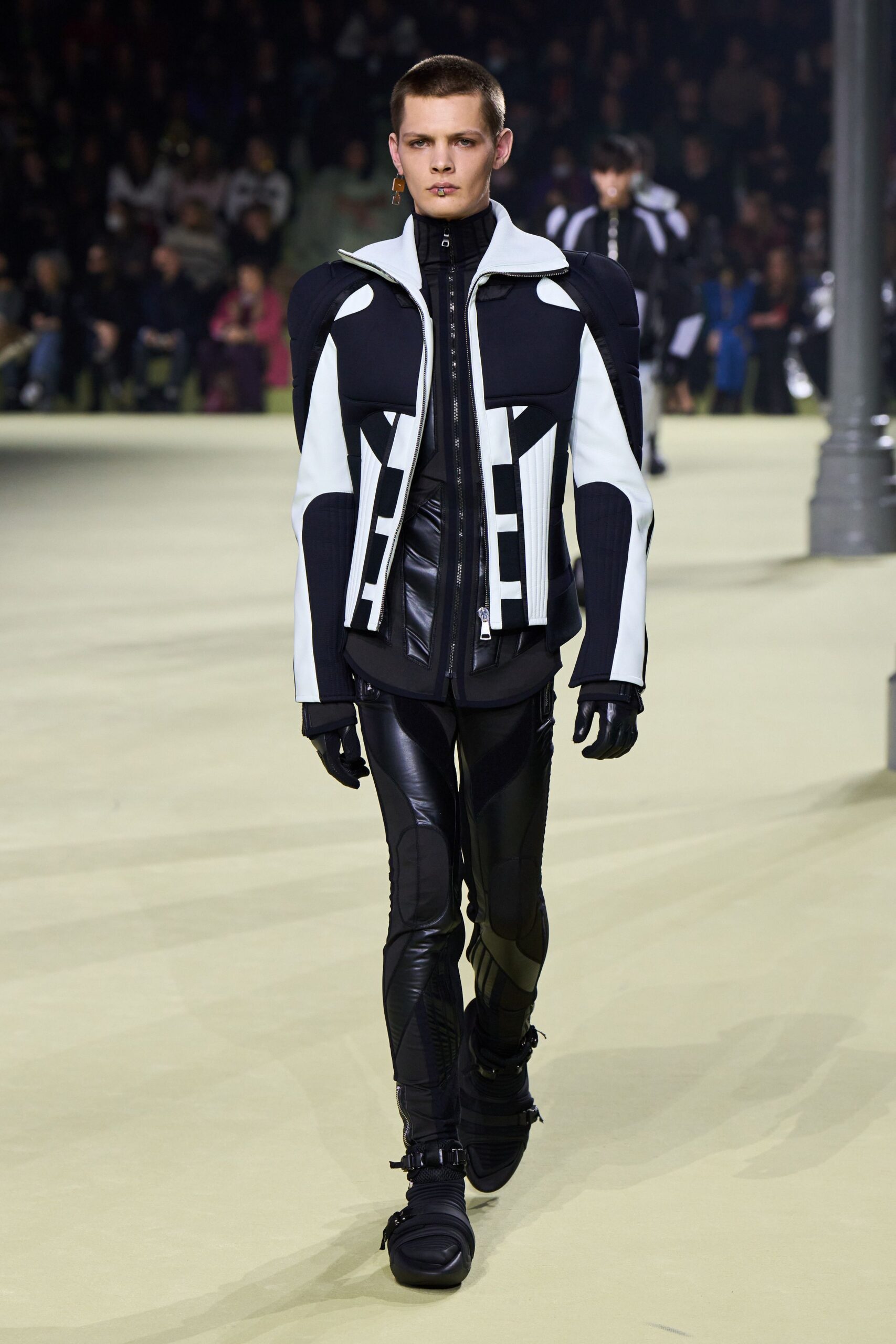 fitted black and white jacket