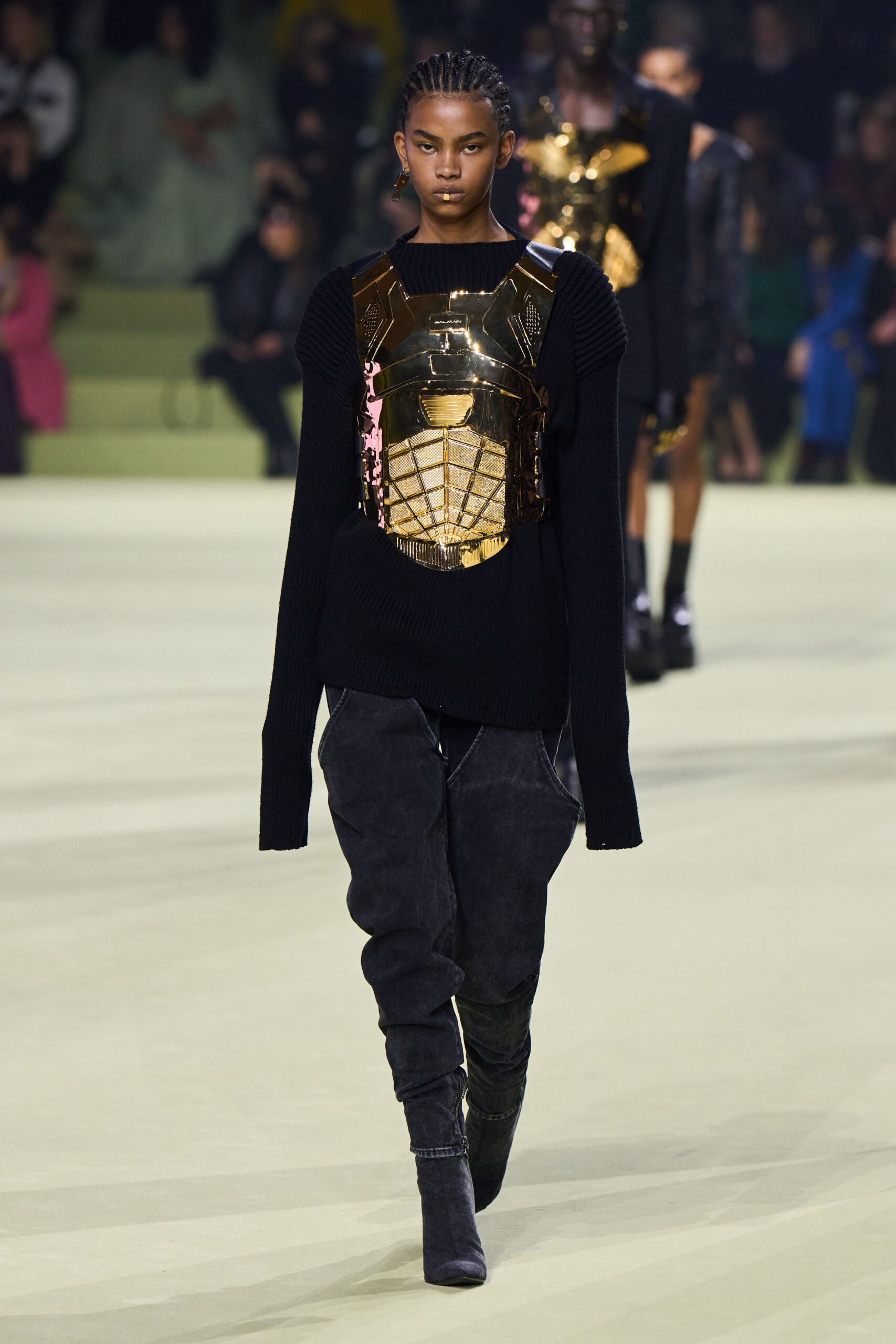 black relaxed sweater with embellished detail